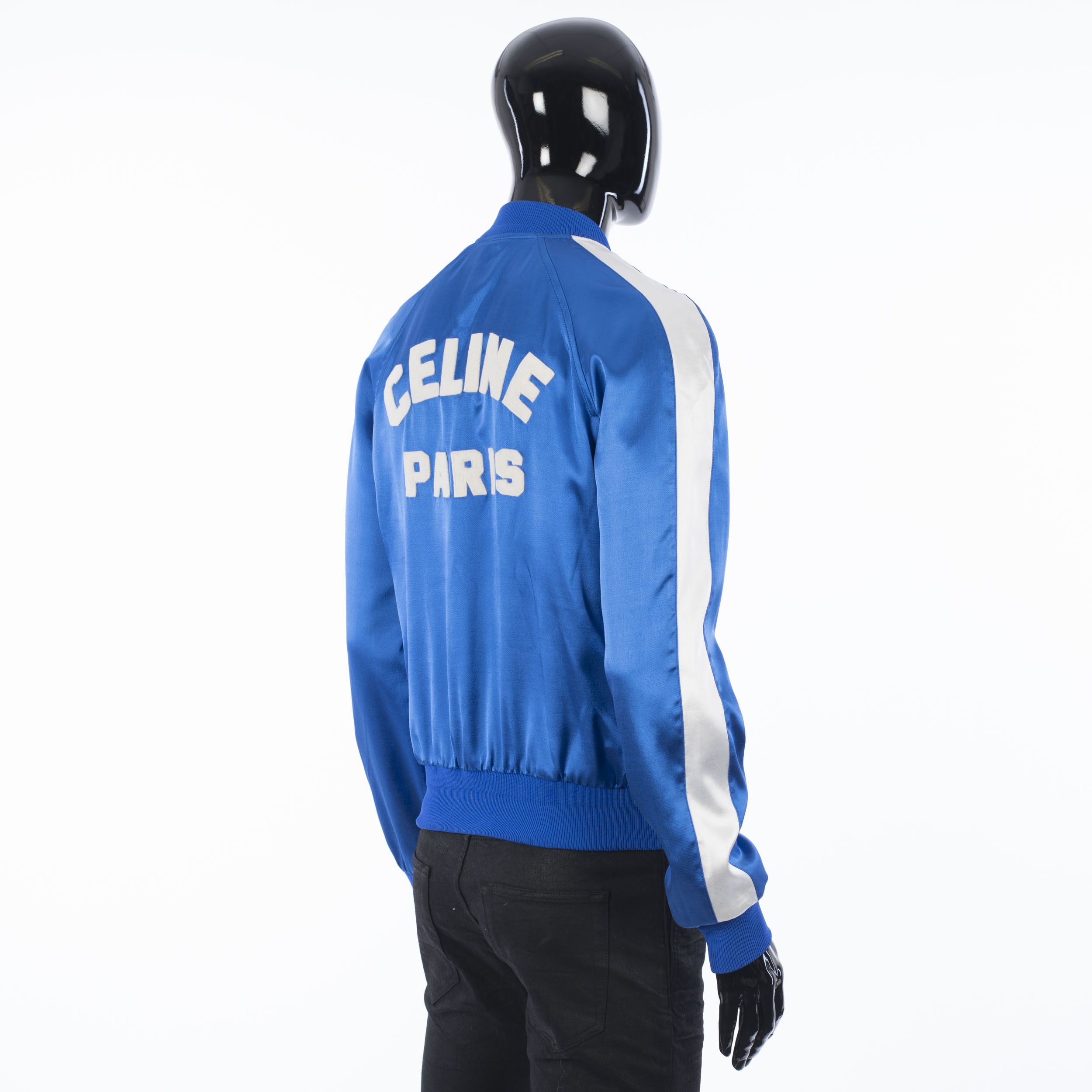 Celine Electric Blue Teddy Jacket In Celine Paris Embroidered Satin Size US S / EU 44-46 / 1 - 5 Thumbnail