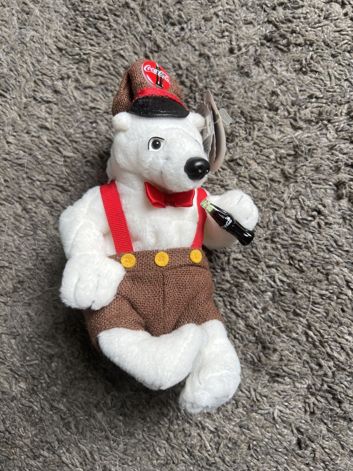 Coca Cola 1999 Coca-Cola Polar Bear In Suspenders Bean Bag Plush Size ONE SIZE - 1 Thumbnail