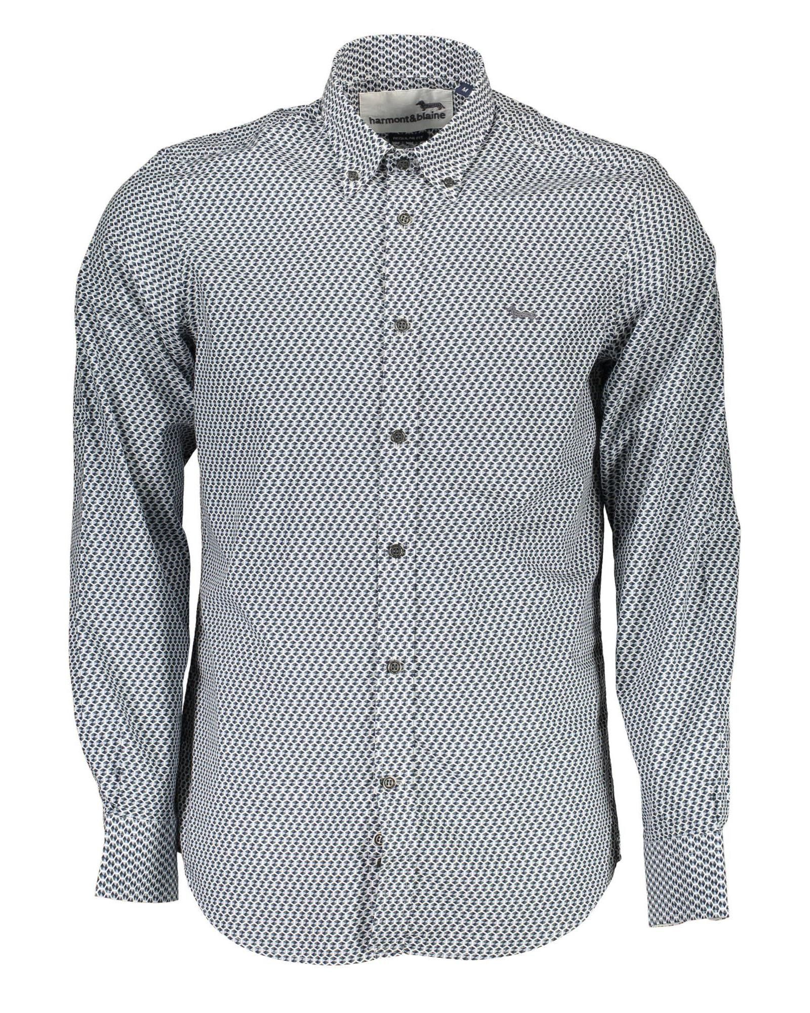 image of Harmont Blaine Cotton Button-Down Shirt With Contrasting Cuffs in Blue, Men's (Size XL)