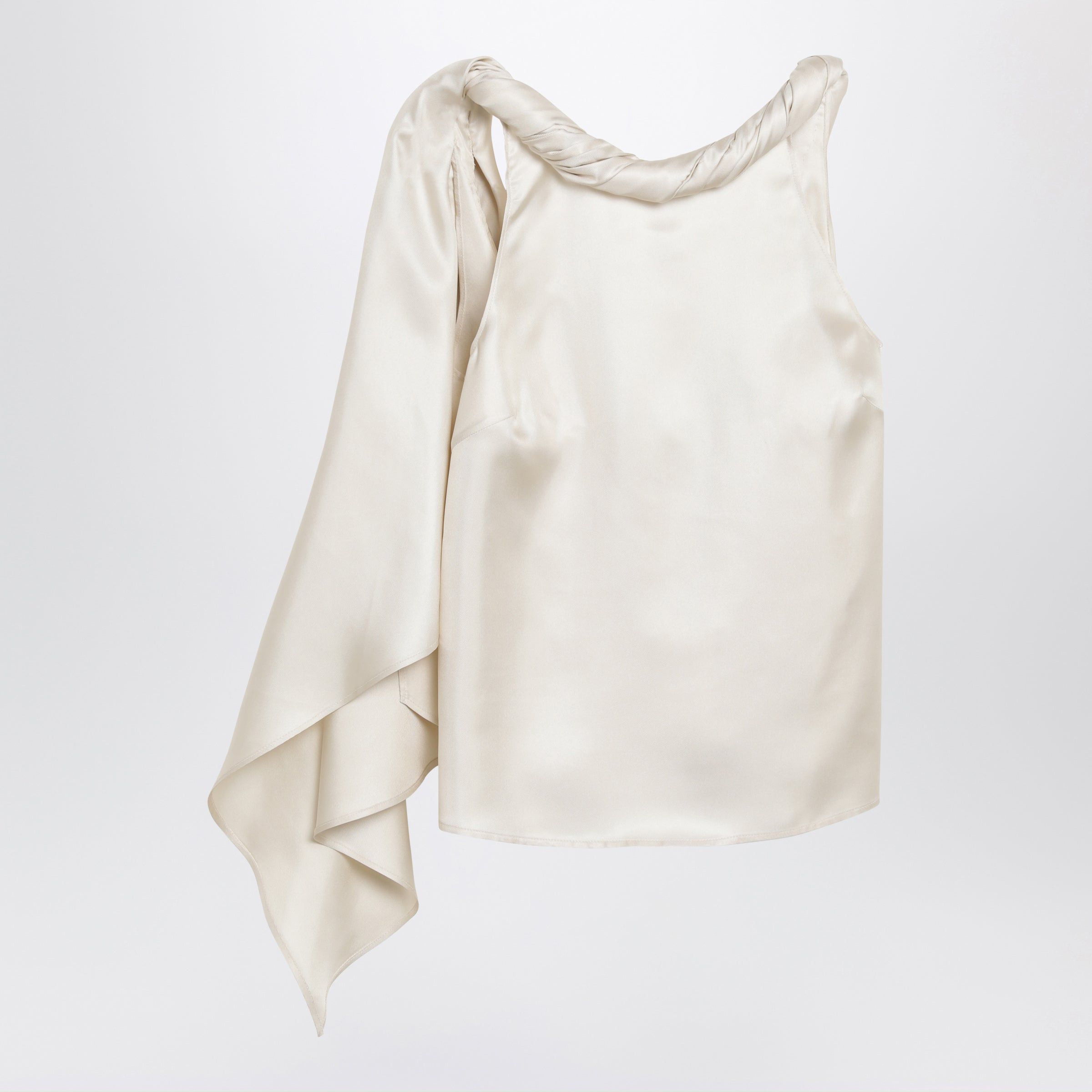 Loulou de Saison Loulou De Saison Wilma Silk Twill Top With A Twisted Collar And Scarf Detail Size M / US 6-8 / IT 42-44 - 1 Thumbnail