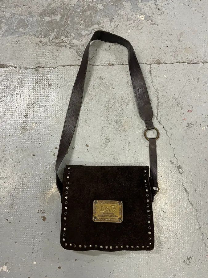 2000s Dolce & Gabbana Brown Suede Leather Shoulder Bag
