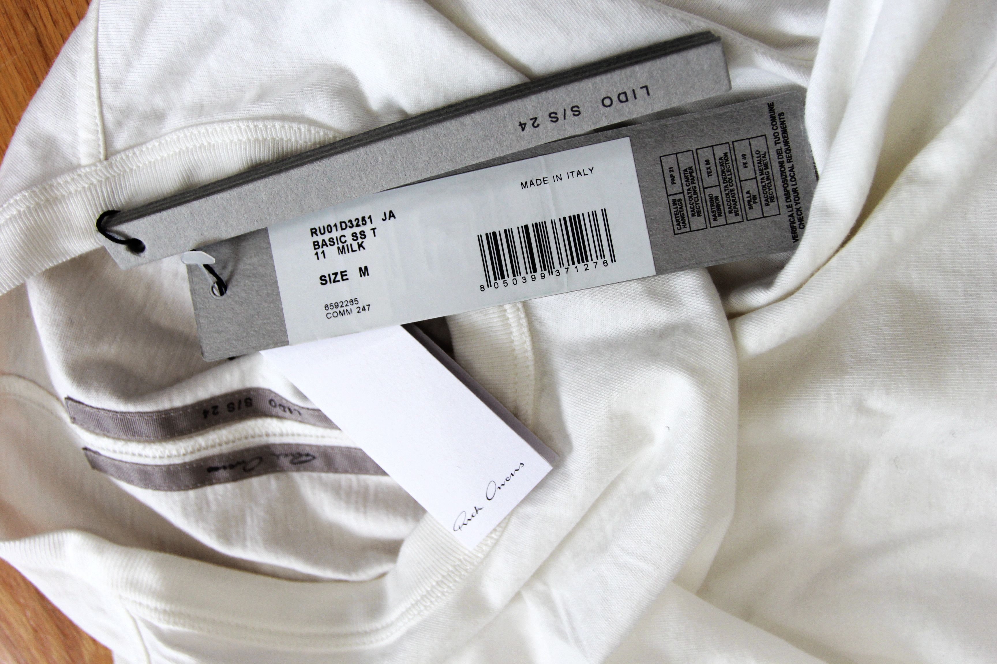 Rick Owens BNWT SS24 RICK OWENS "LIDO" BASIC SS TSHIRT MILK M Size US M / EU 48-50 / 2 - 8 Thumbnail