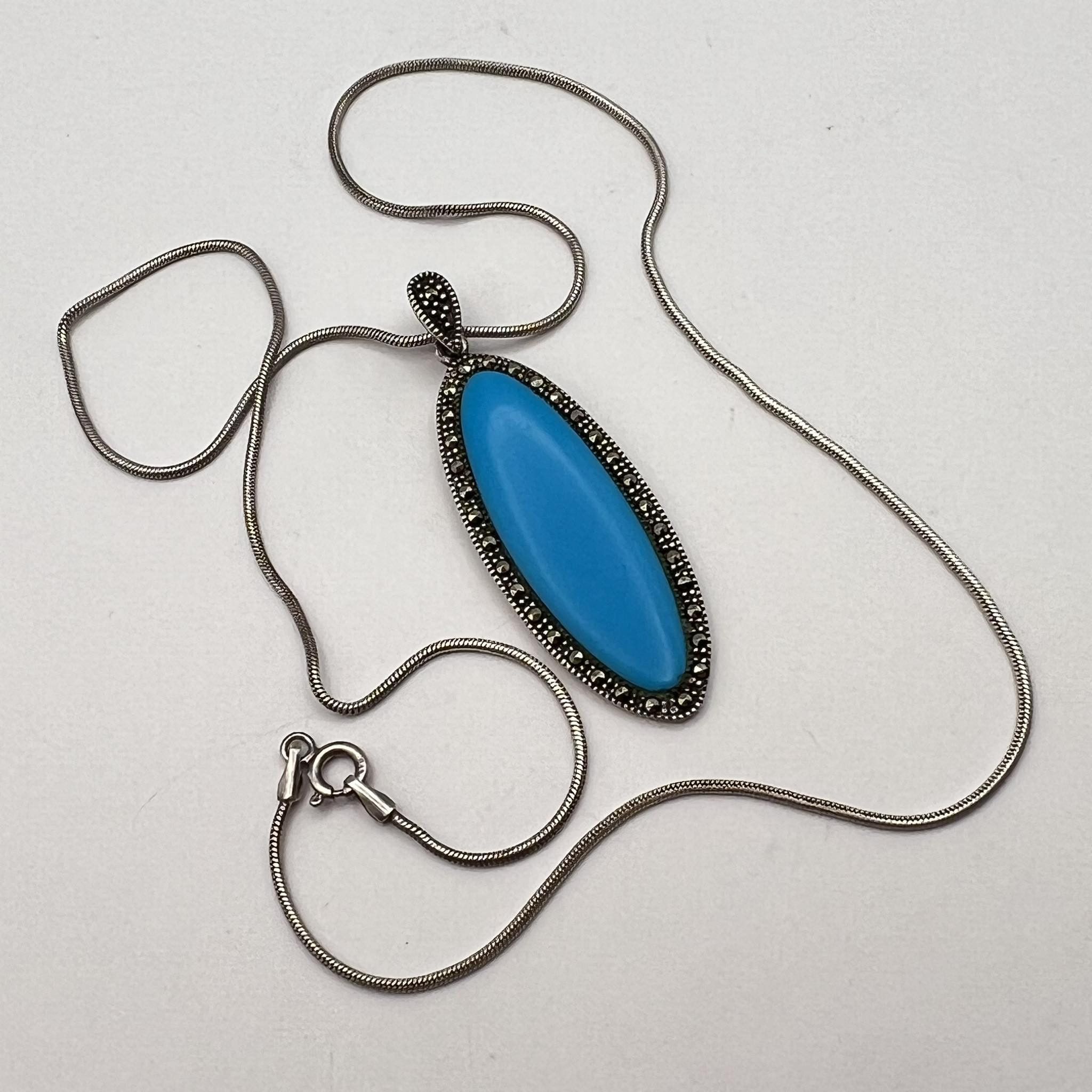 Jewelry Vintage Sterling Silver 925 Necklace Pendant Turquoise 9.7g Size ONE SIZE - 3 Thumbnail