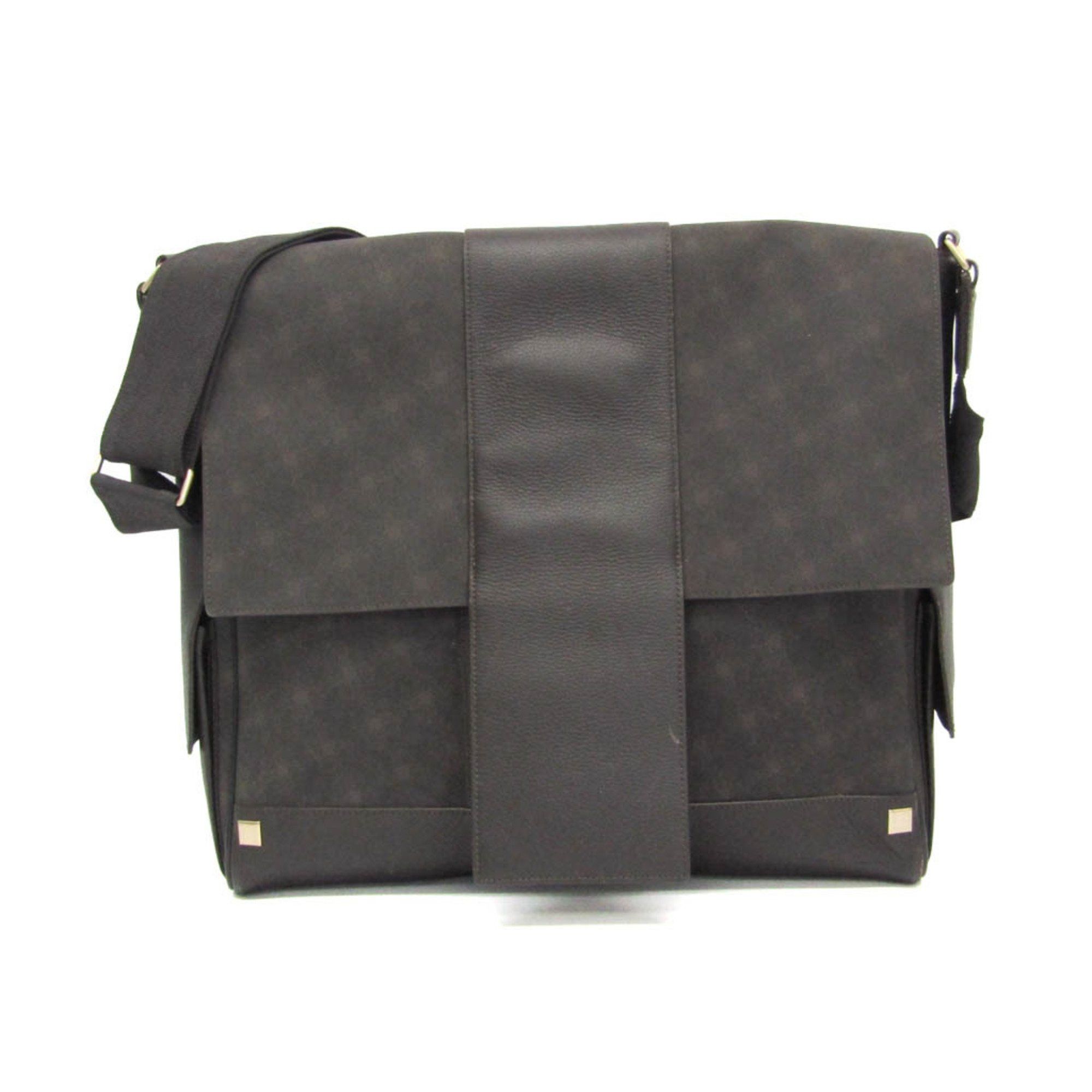 Alfred Dunhill Dunhill Men's Leather,PVC Shoulder Bag Dark Brown Size ONE SIZE - 1 Thumbnail