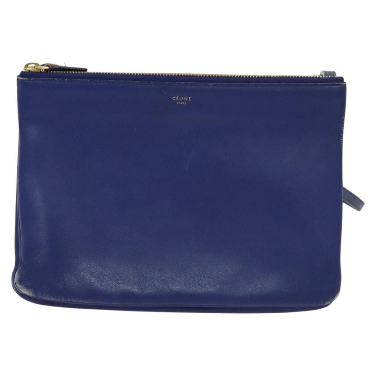 Celine CELINE Trio Shoulder Bag Leather Blue Gold Size ONE SIZE - 2 Thumbnail