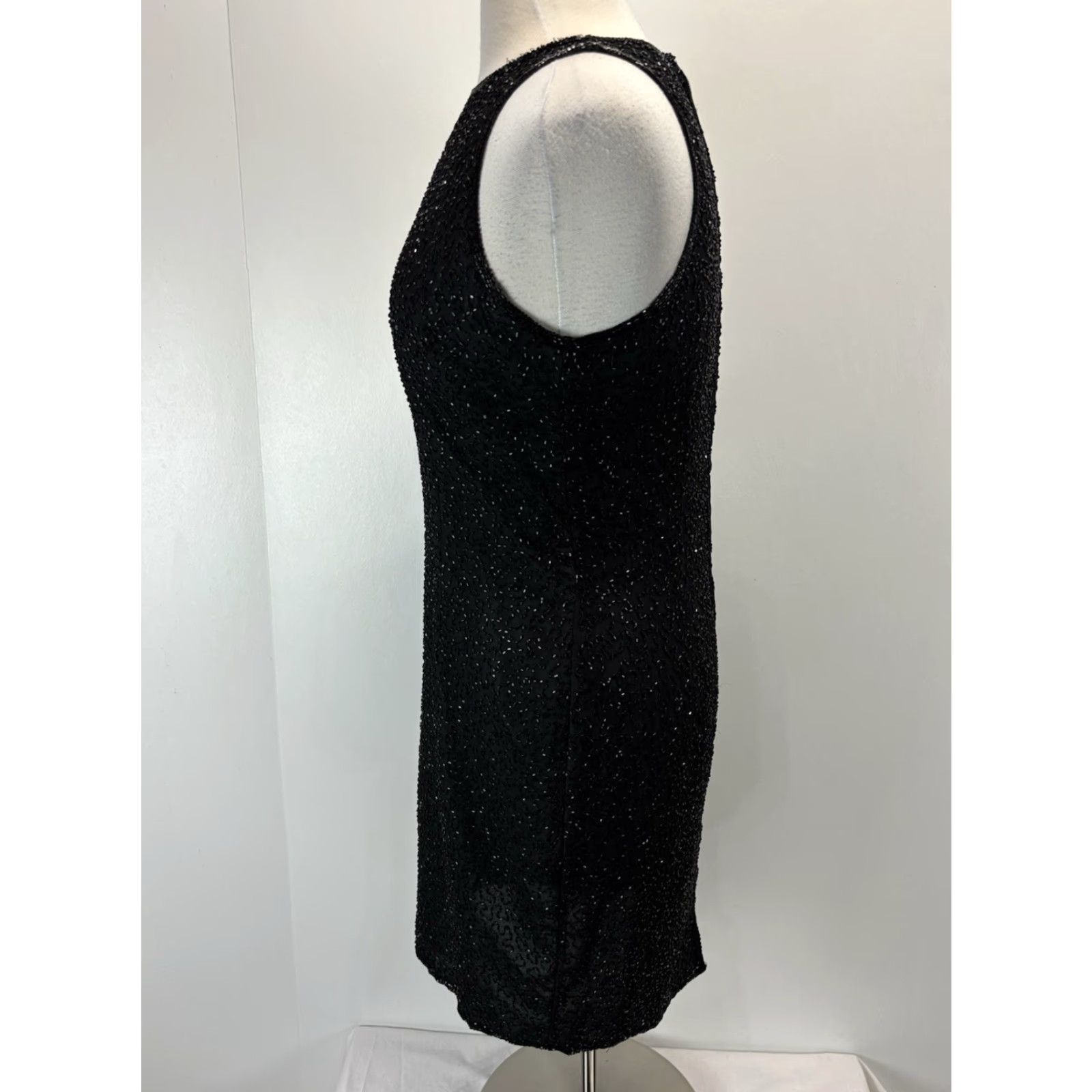 Vintage Vintage JMD New York Beaded Silk Sheath Dress Sz PM Petite Women Sleeveless Black Designer Size M / US 6-8 / IT 42-44 - 2 Thumbnail