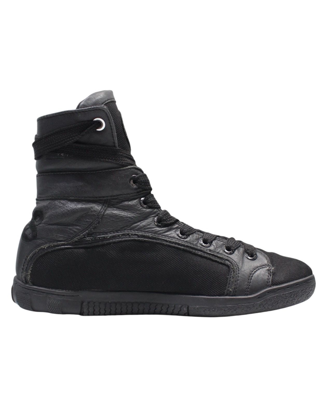 Diesel 2000S DIESEL “78” HIGH-TOP COMBAT LEATHER CANVAS SNEAKERS Size US 10 / EU 43 - 9 Thumbnail