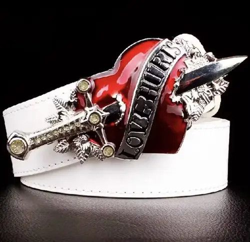 Other Silver Color White Belt Love Hunter Belt Size ONE SIZE - 3 Thumbnail