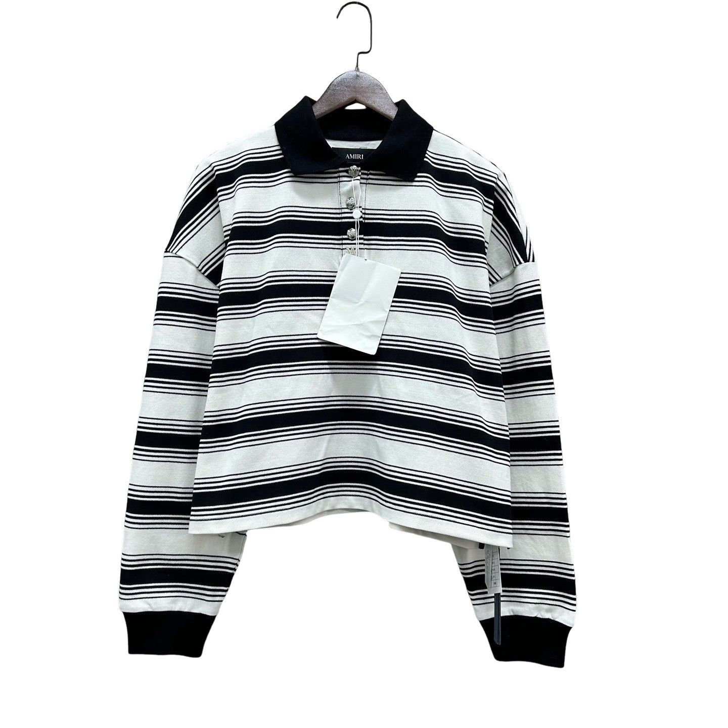 Amiri Amiri Striped Long Sleeve Polo Size M Size US M / EU 48-50 / 2 - 1 Thumbnail