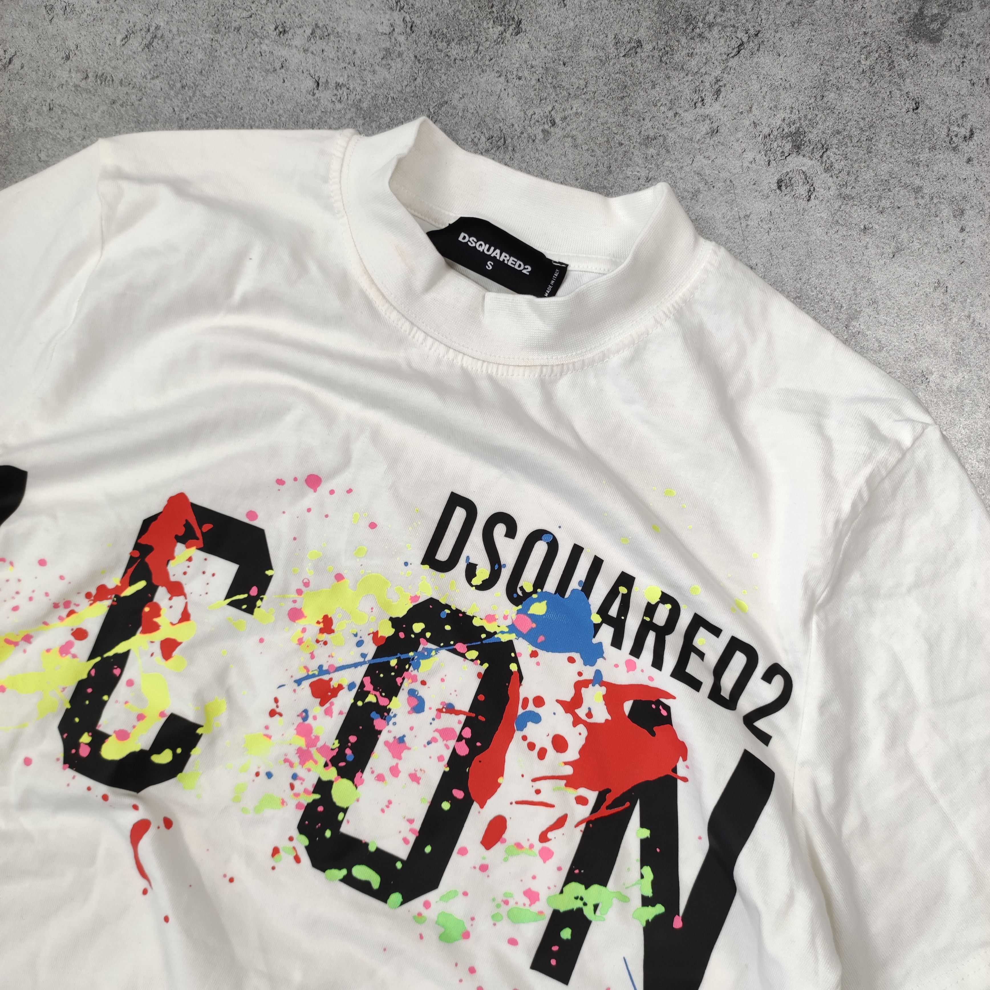 Dsquared2 RARE Dsq2 Dsquared2 White ICON Paint Splah Logo Tee Size US S / EU 44-46 / 1 - 4 Thumbnail