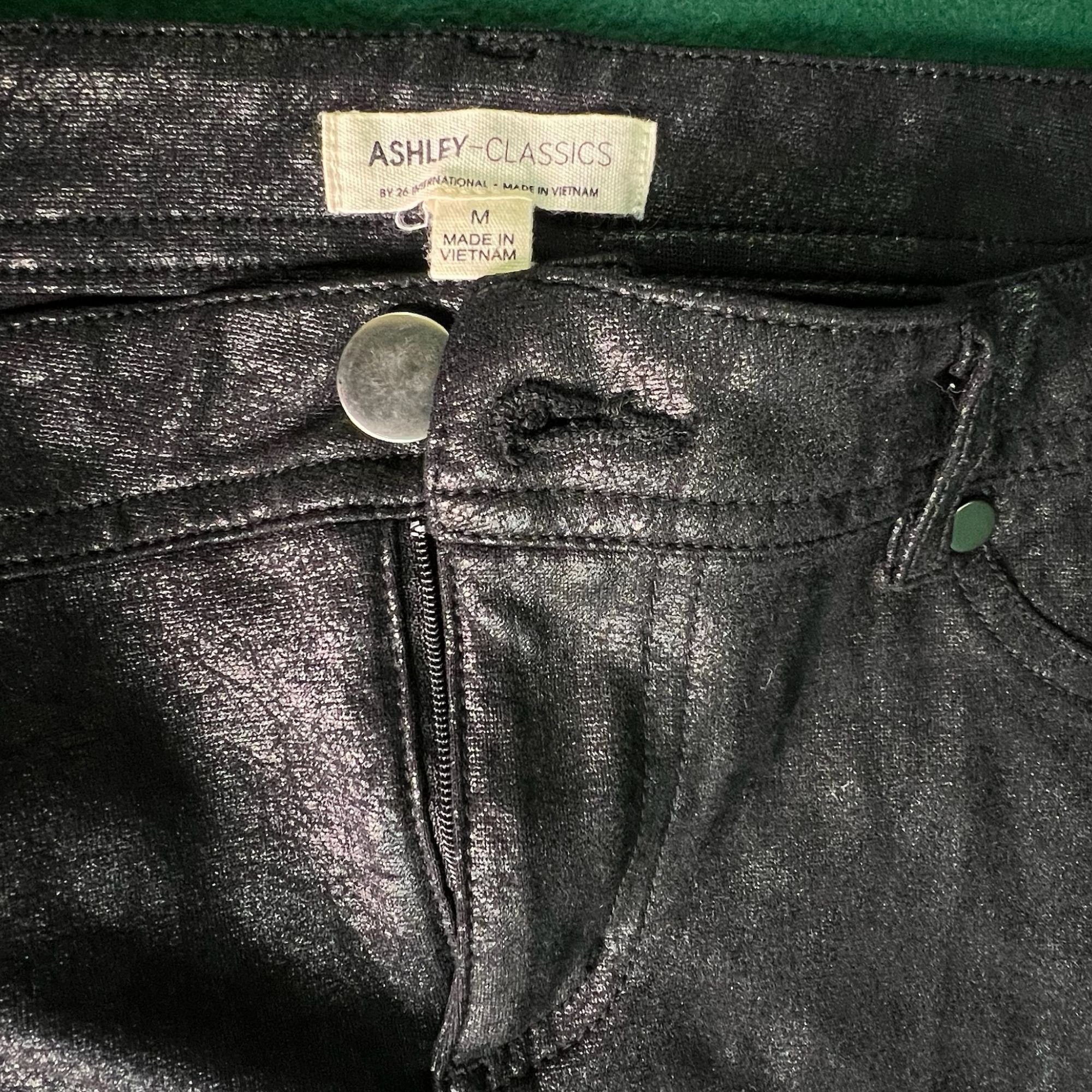 Other ASHLEY-CLASSICS Black Faux Leather Coated Skinny Jeans Size Size 31" - 7 Thumbnail