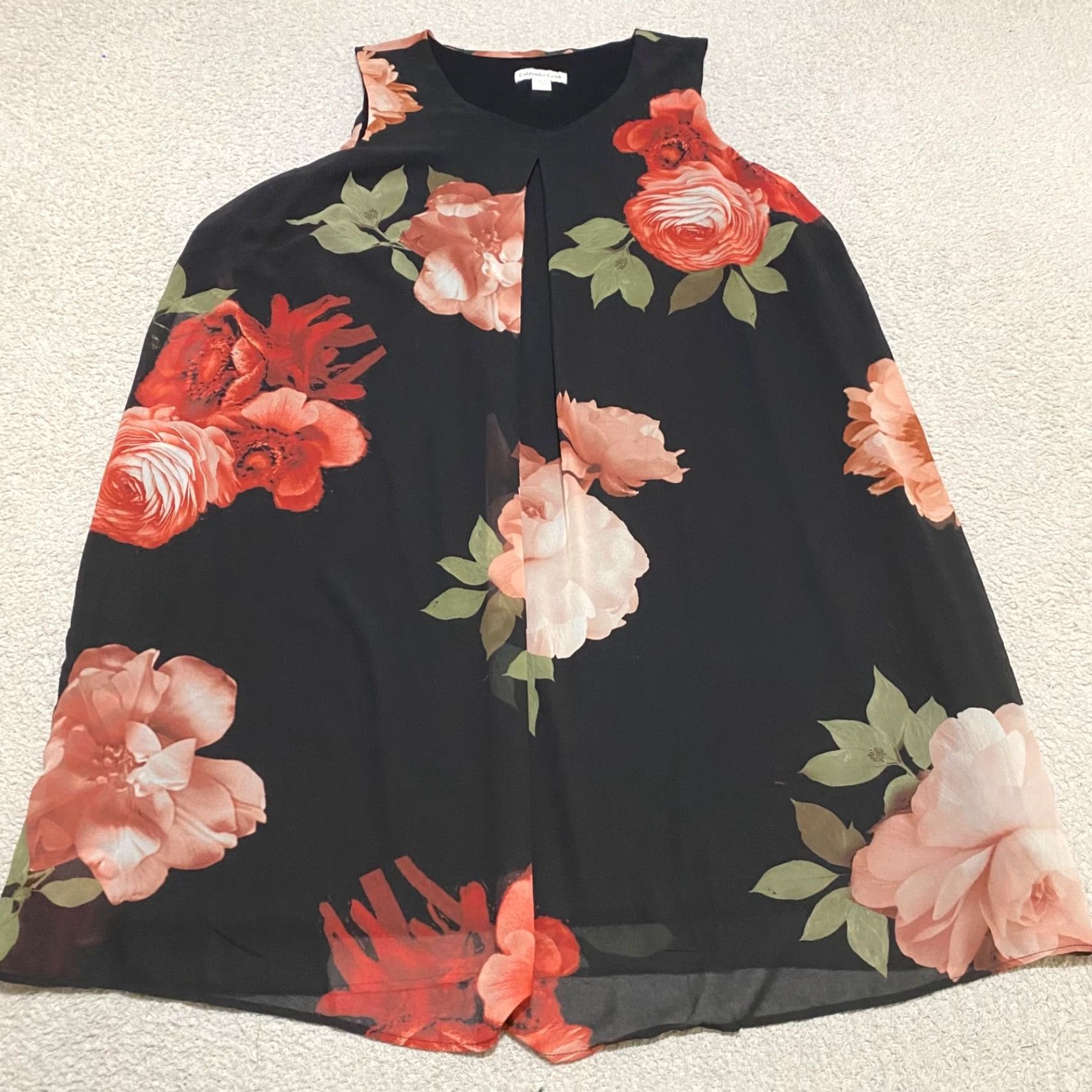 Coldwater Creek Coldwater Creek Womens Dress 1X Plus Multicolor Floral Chiffon Tunic Lined Size XL / US 12-14 / IT 48-50 - 2 Thumbnail