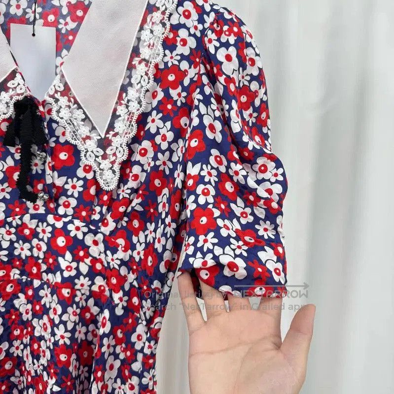 Miu Miu Miu Miu Floral Silk Blend Short Sleeve Dress . Size S / US 4 / IT 40 - 4 Thumbnail