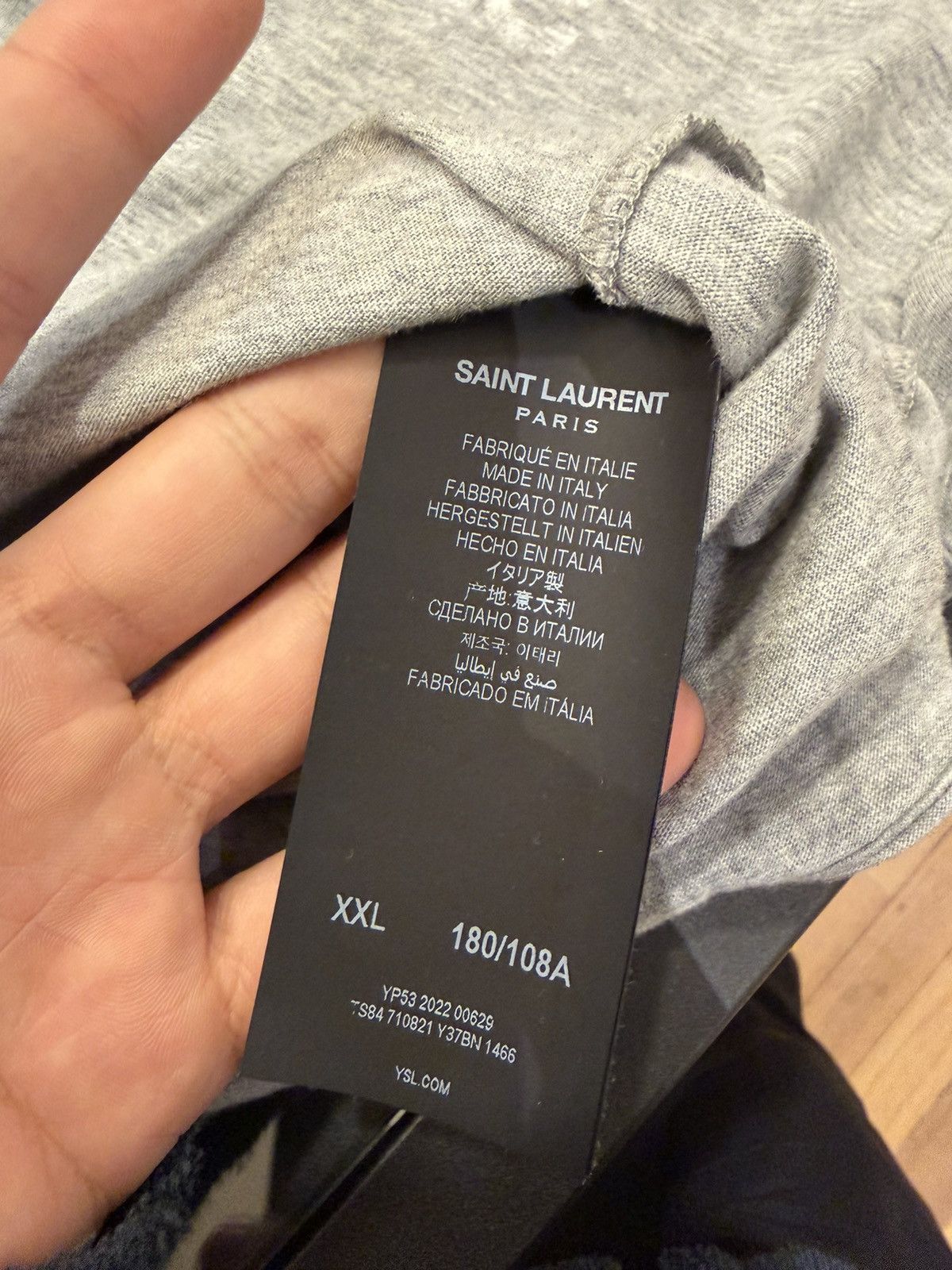 Saint Laurent Paris Saint Laurent Backwards Logo Tee - Grey Size US XXL / EU 58 / 5 - 4 Thumbnail