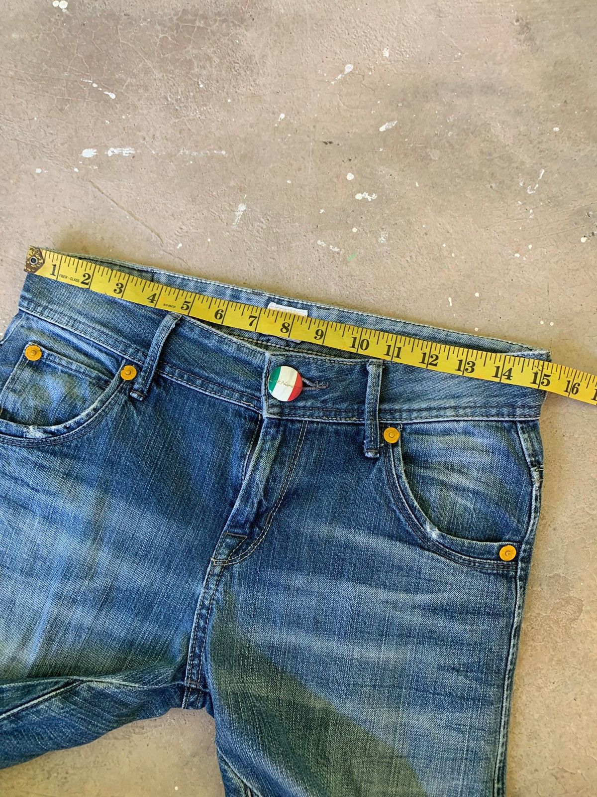 Japanese Brand Back Number Tokyo Curved 3D Distressed Denim Jeans Size US 30 / EU 46 - 15 Thumbnail