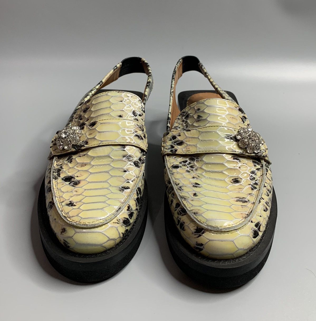 Ganni Ganni Snake-Embossed Leather Sling Back Loafer Size US 8 / IT 38 - 3 Thumbnail