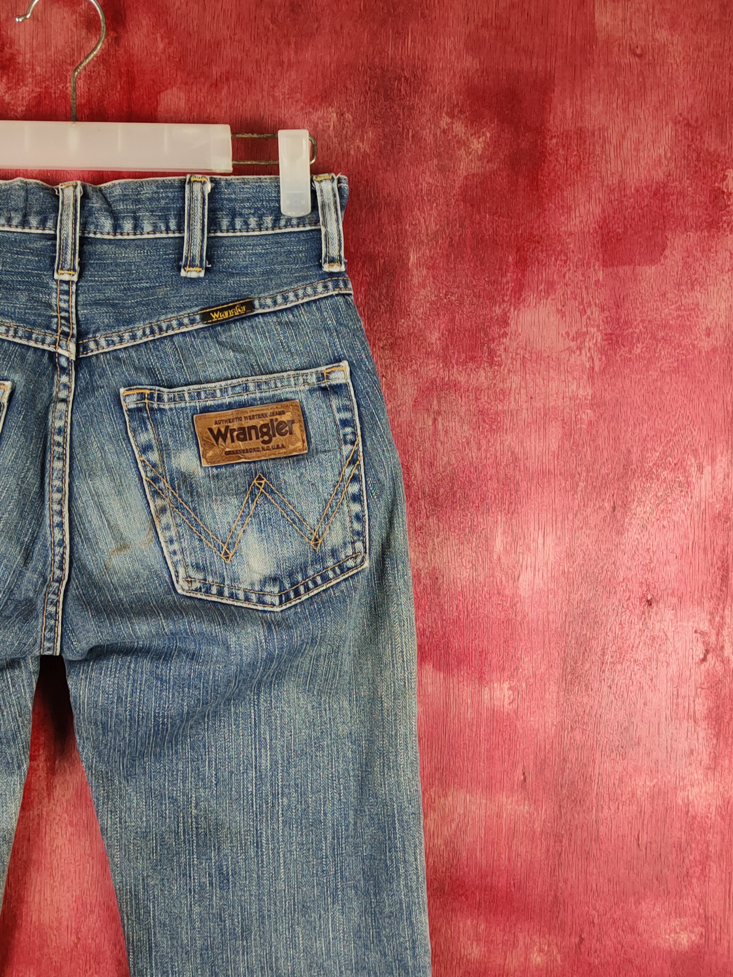 Japanese Brand Wrangler Blue Faded Distressed Ripped Jeans #S1631 Size US 28 / EU 44 - 13 Thumbnail