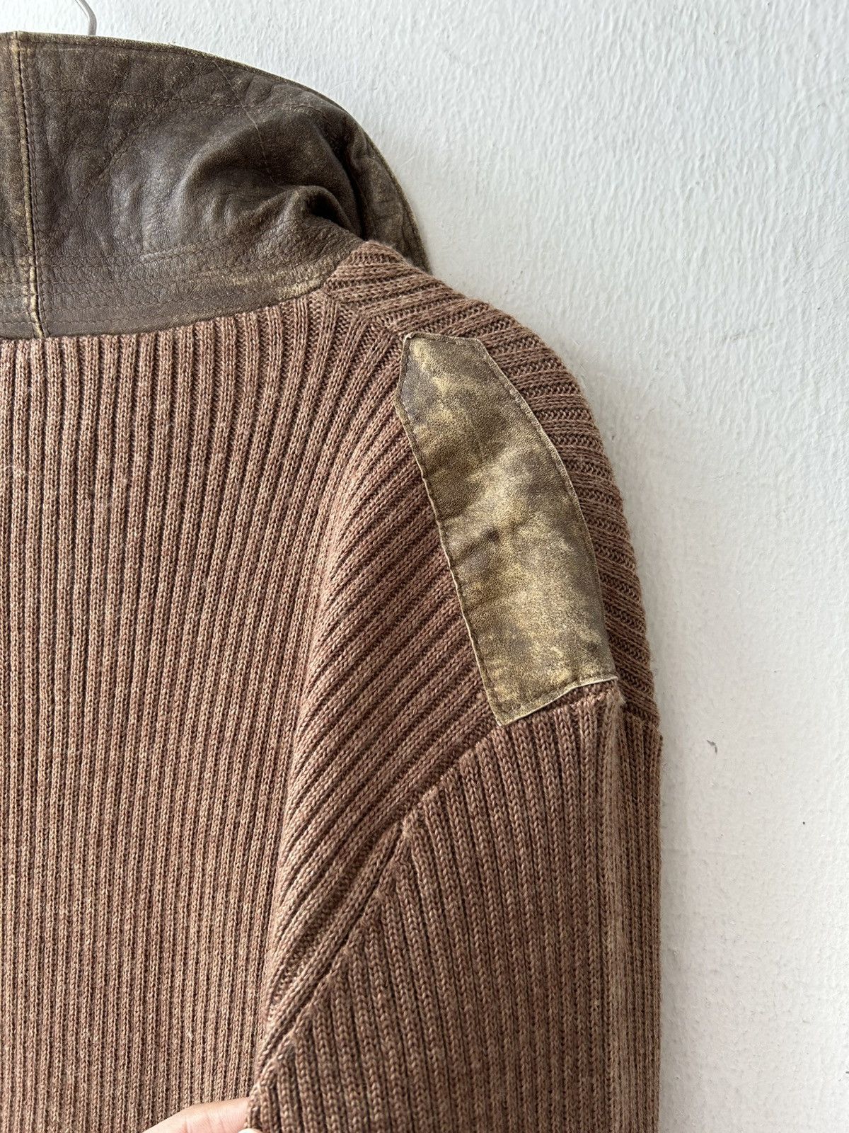 Avirex Avirex Knit Brown Leather Zipper Size US L / EU 52-54 / 3 - 12 Thumbnail