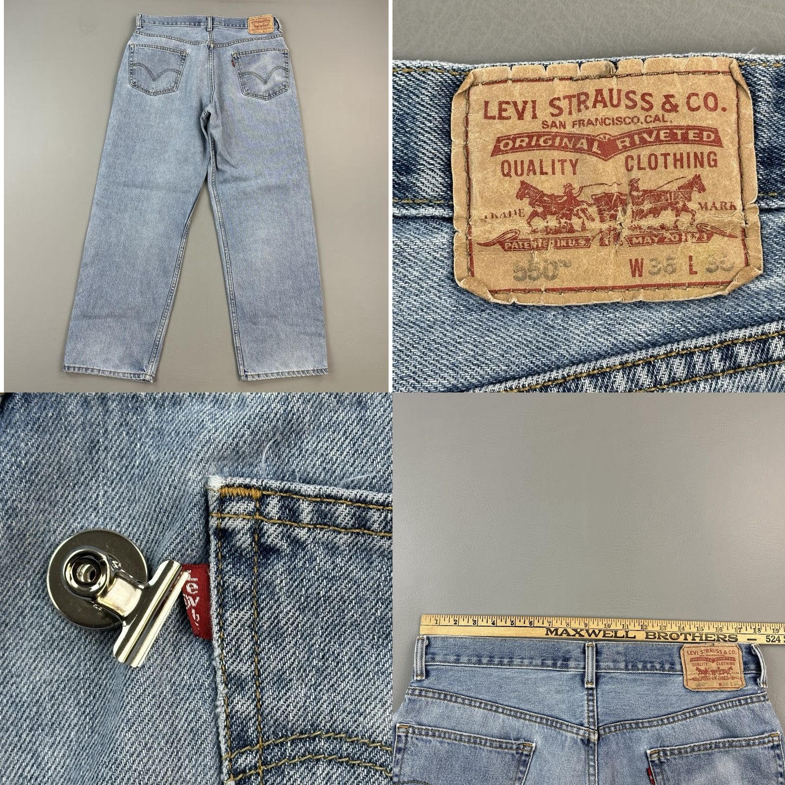 Levi's VINTAGE Levi's 550 Jeans Mens 36x30 Medium Wash Relaxed Fit Grunge 90s Logo Skate Jeans Mens Size US 36 / EU 52 - 8 Thumbnail