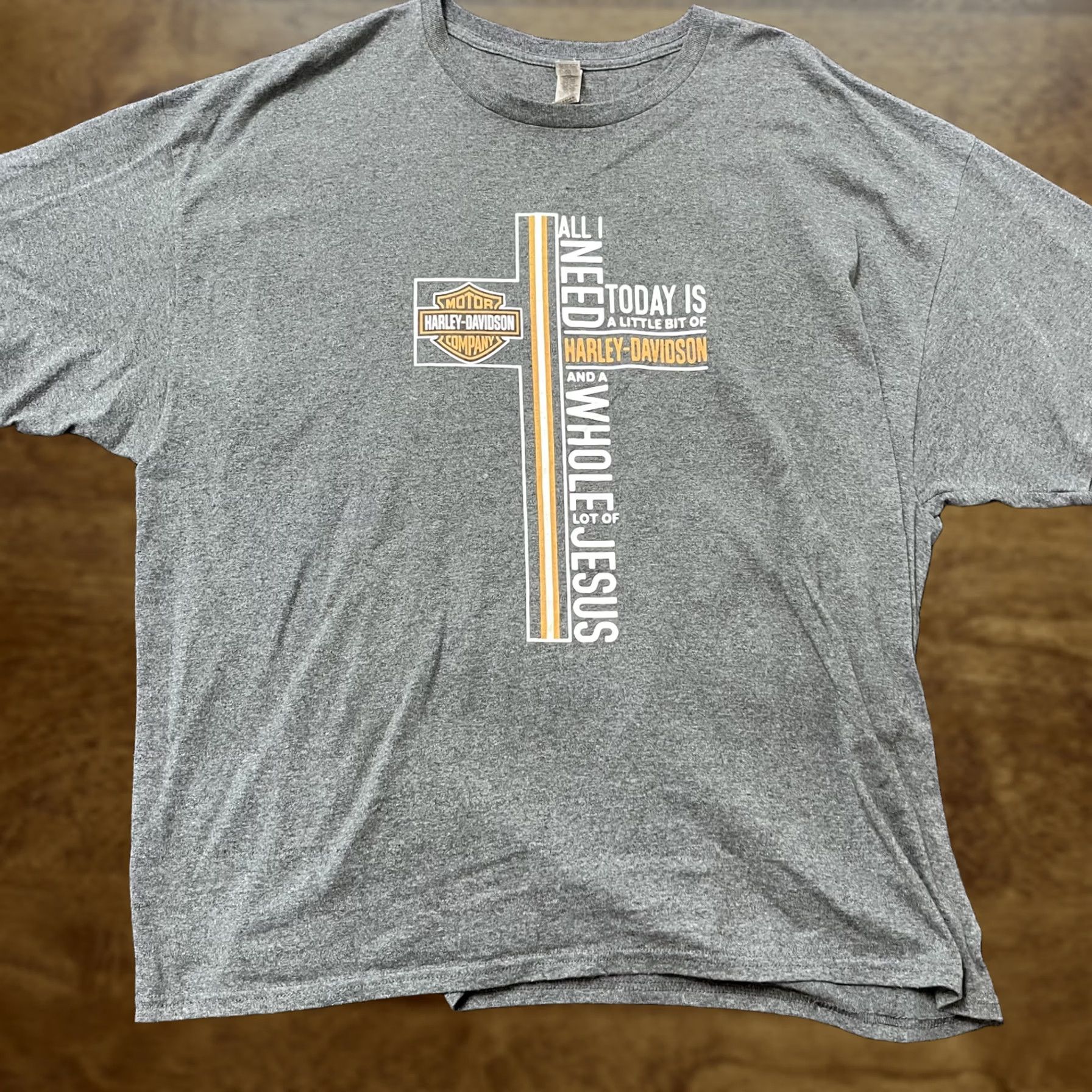 Gildan Harley-Davidson Shirt Mens 3XL Gray Cross Jesus Graphic Short Sleeve Gildan Tee Size US XXL / EU 58 / 5 - 1 Thumbnail