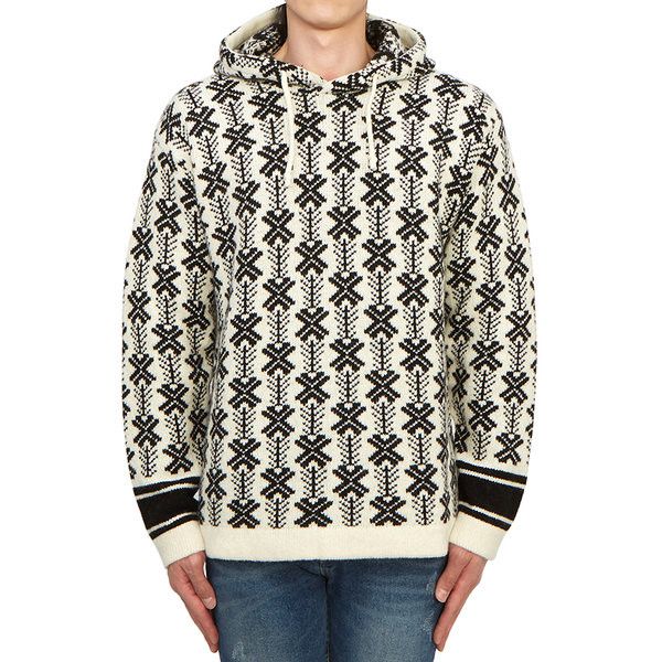 o1y1224 Hooded Sweater in Black/Ivory