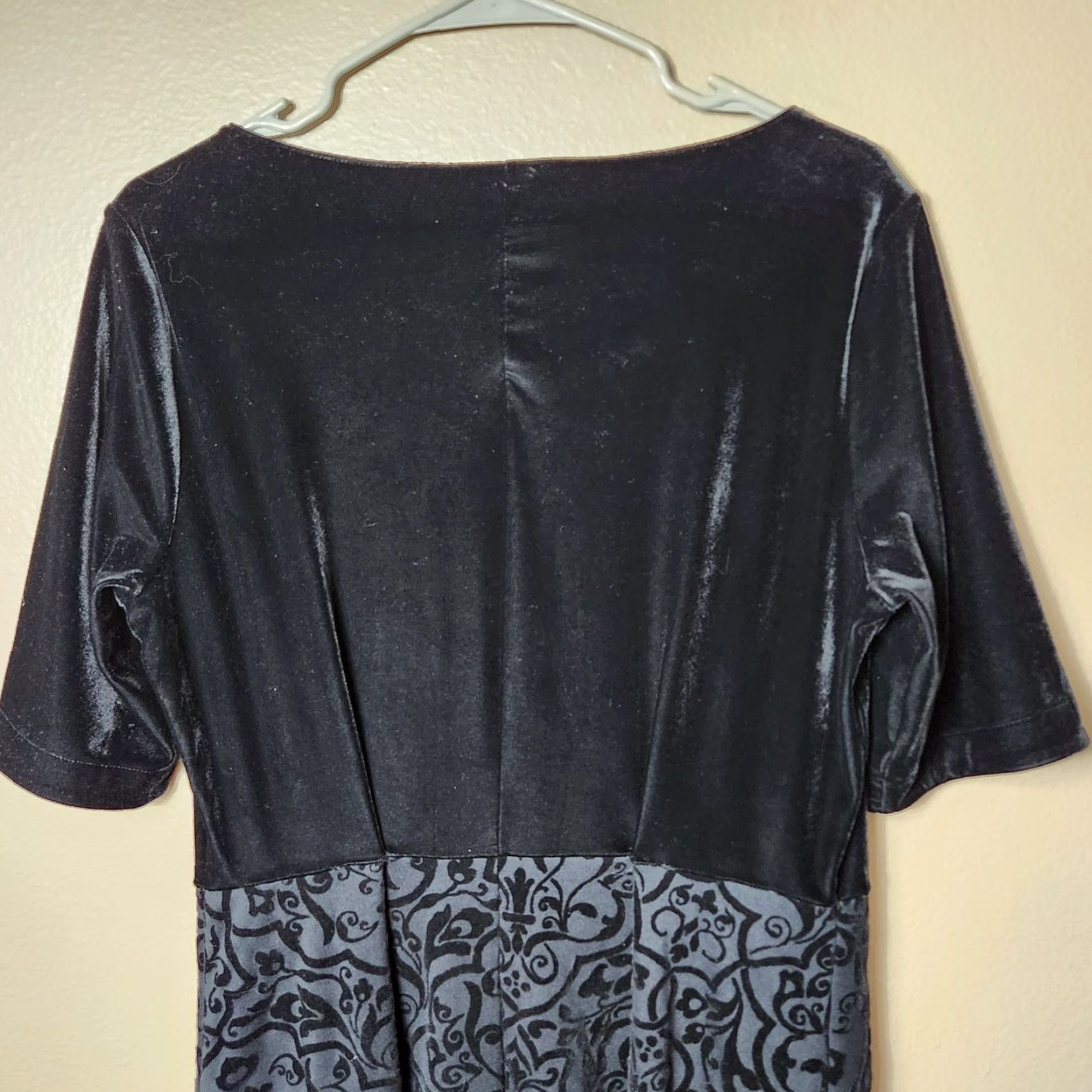 Lands' End Lands' End Womens Petite Black Velvet Half Sleeve Fit & Flare Dress |LP| Size L / US 10 / IT 46 - 7 Thumbnail