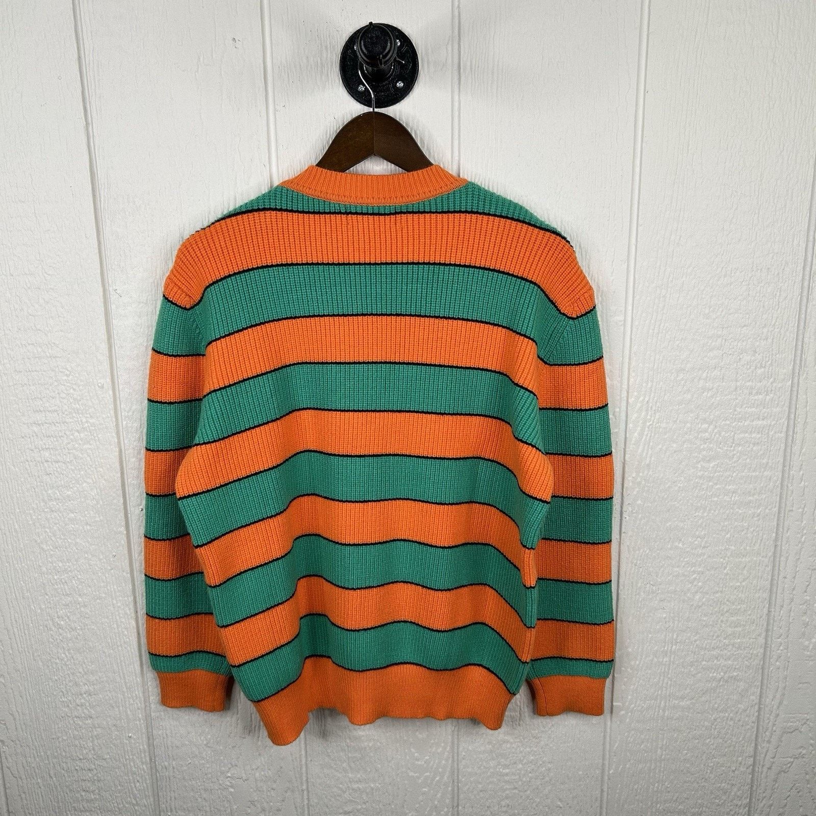 Cider 90's Cidar Tight-Knit Green & Orange Soft Sweater Small Size S / US 4 / IT 40 - 2 Thumbnail