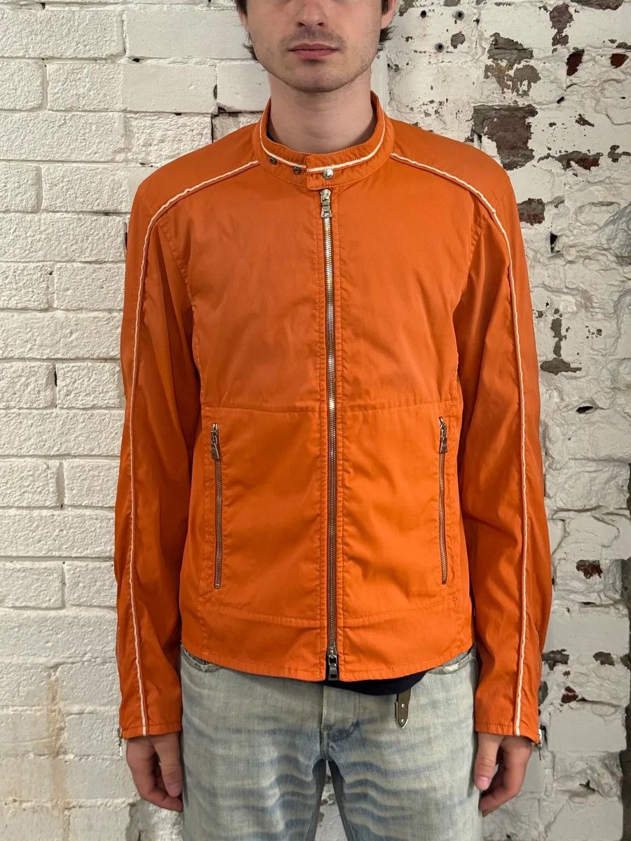Prada SS2002 Prada Orange Nylon Biker Jacket Size US M / EU 48-50 / 2 - 2 Thumbnail
