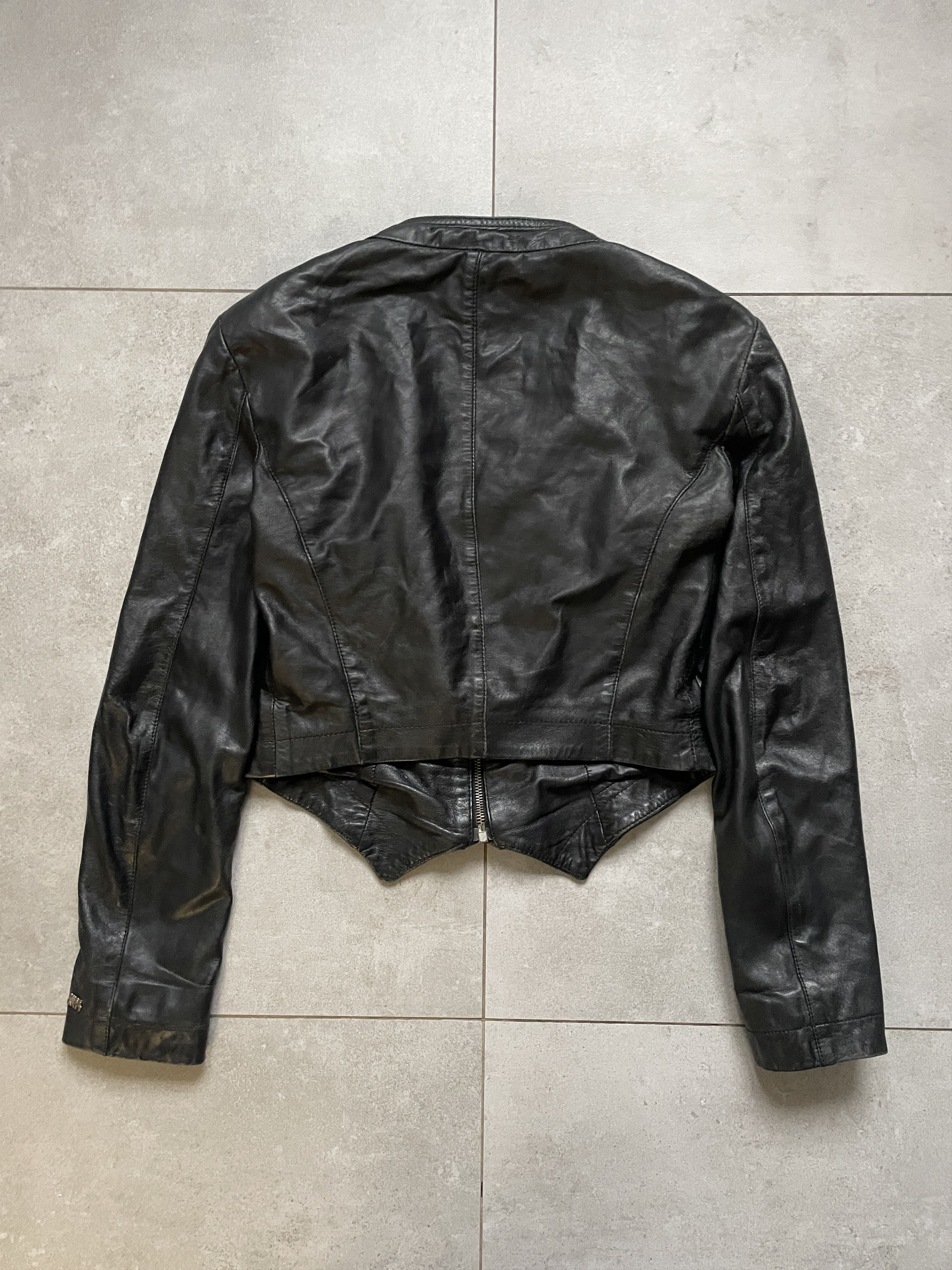 Miss Sixty RICK OWENS TYPE CROPPED SLIM FIT TRIPLE ZIP LEATHER JACKET Size S / US 4 / IT 40 - 11 Thumbnail