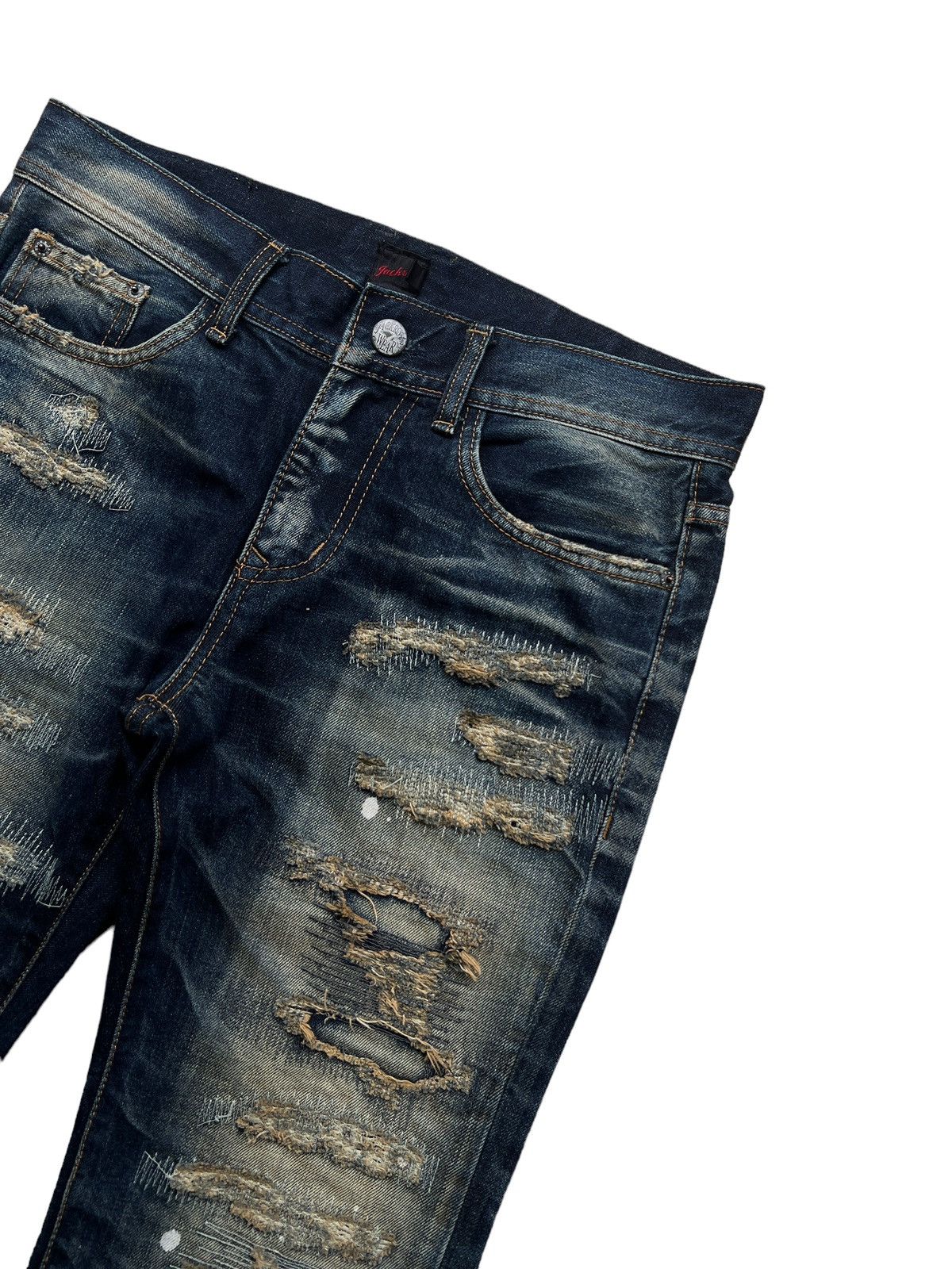 JACKROSE Jackrose 🇯🇵 Distressed Claw Mark Flare Denim Size US 33 - 8 Thumbnail
