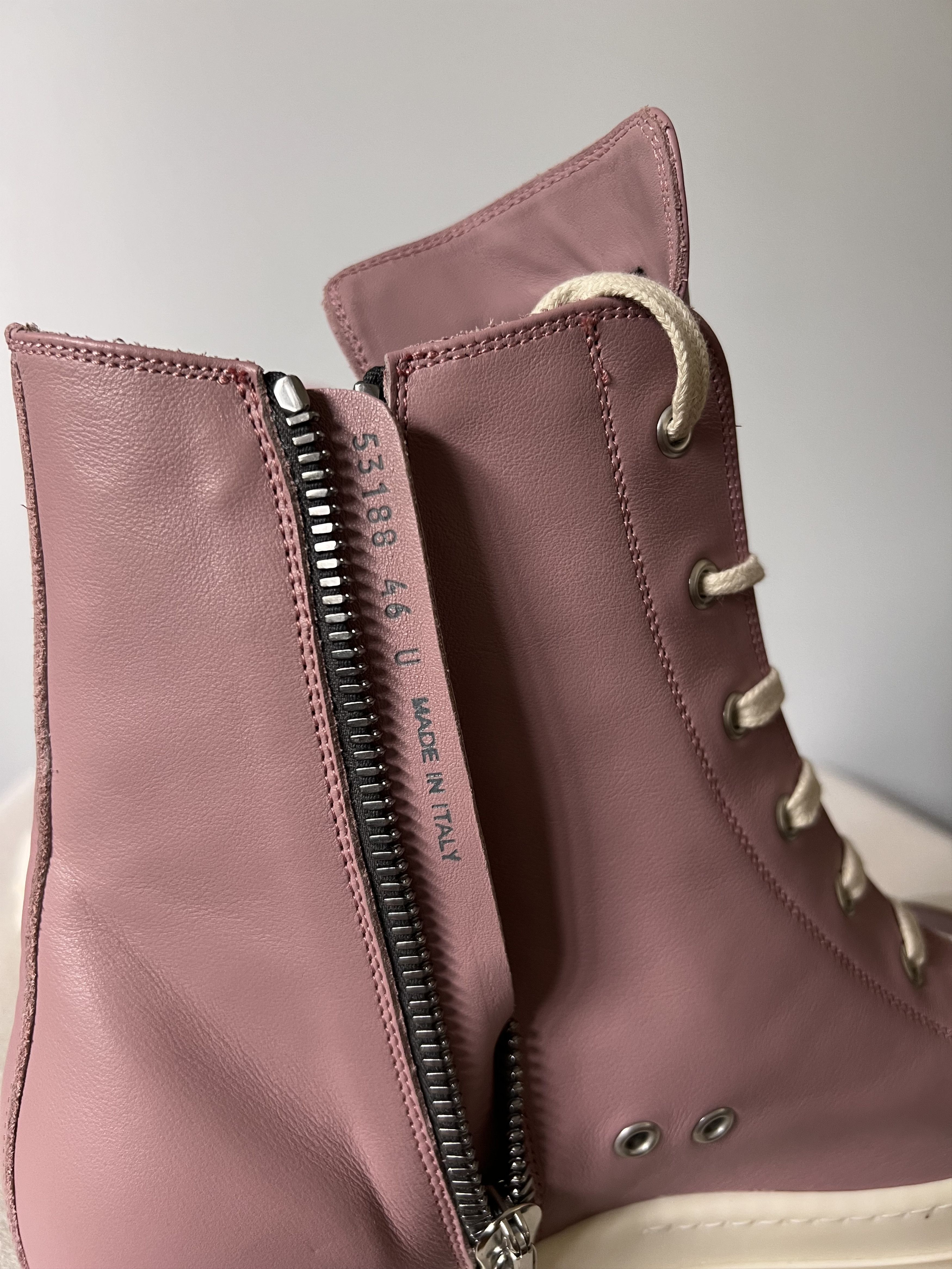 Rick Owens Rick Owens Ramones in Dusty Pink Leather Size US 13 / EU 46 - 7 Thumbnail