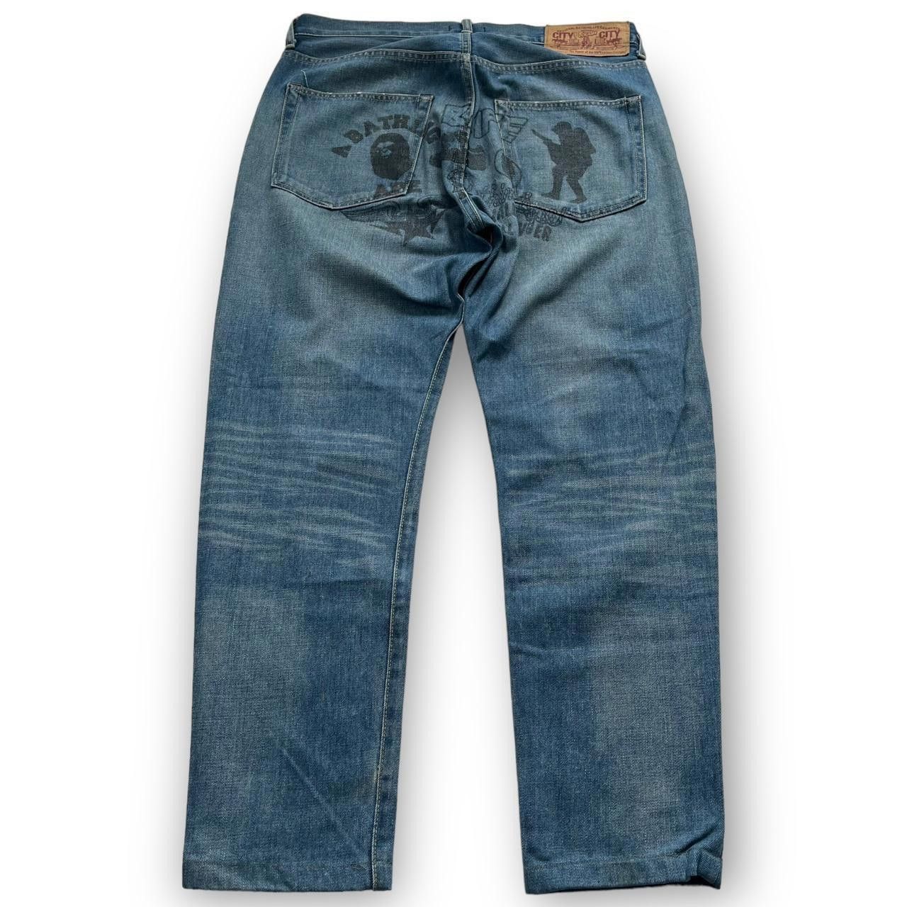 Bape BAPE Men's Blue and Black Jeans Size US 35 - 1 Thumbnail