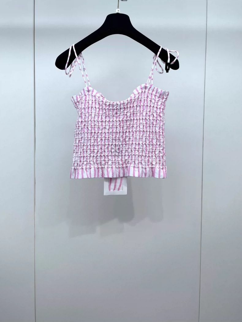 Chanel Chanel 24S pink striped pleated suspender vest 2504-Nextarr Size XXS / US 00 / IT 34 - 2 Thumbnail