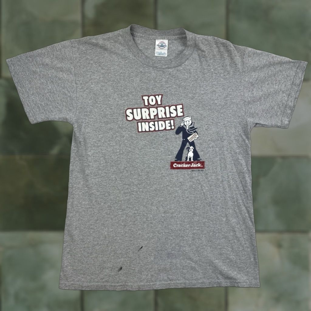 Delta VINTAGE Cracker Jack Promo T Shirt Adult Medium Gray Y2K Snacks Mens Size US M / EU 48-50 / 2 - 1 Thumbnail