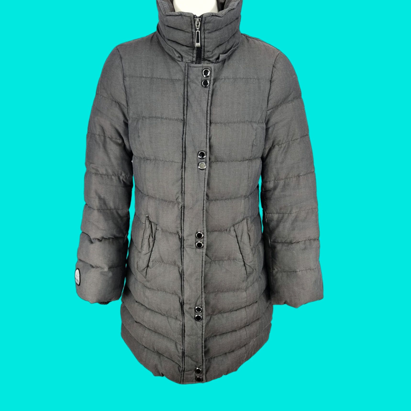 Vintage VINTAGE Soia & Kyo Brown Down Puffer Jacket Coat XS – Zip Snap Insulated, Herringbone, Long Sleeve, Women, Casual, Travel, Workwear Size XS / US 0-2 / IT 36-38 - 1 Thumbnail