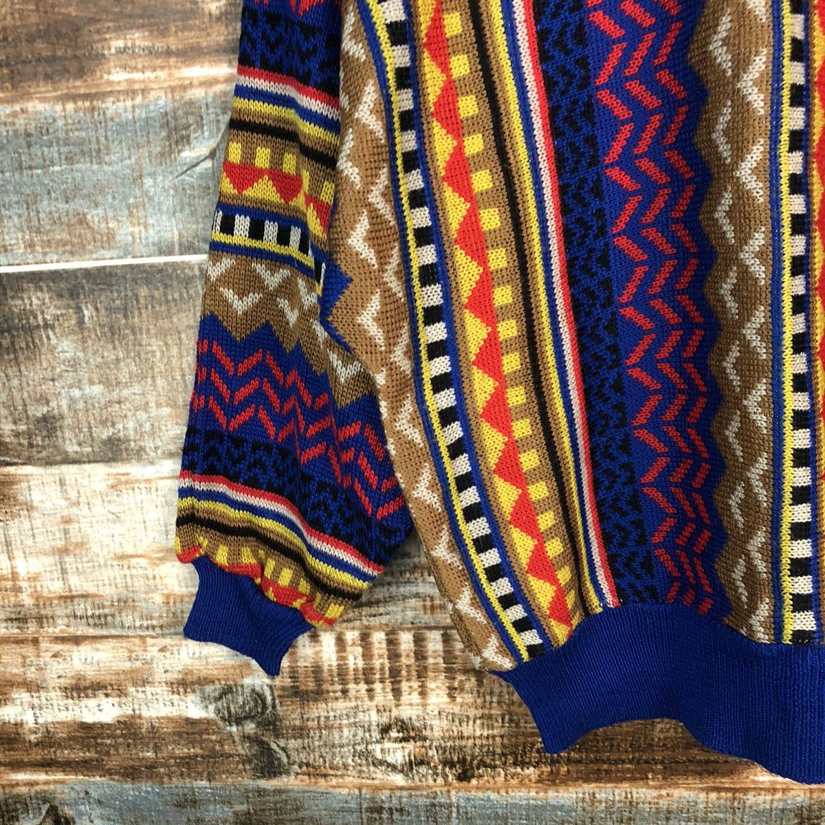 Homespun Knitwear × Japanese Brand Japan art vintage Brown Blue Knitwear #A1751 Size US S / EU 44-46 / 1 - 7 Thumbnail