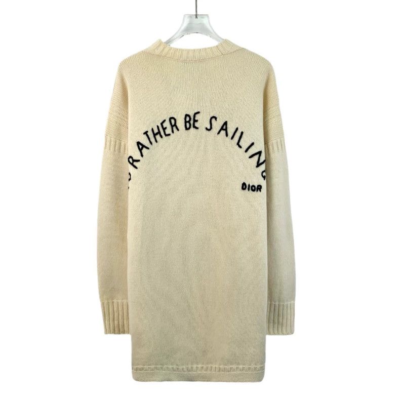 Dior Beige logo letter wool blended cashmere knitted sweate