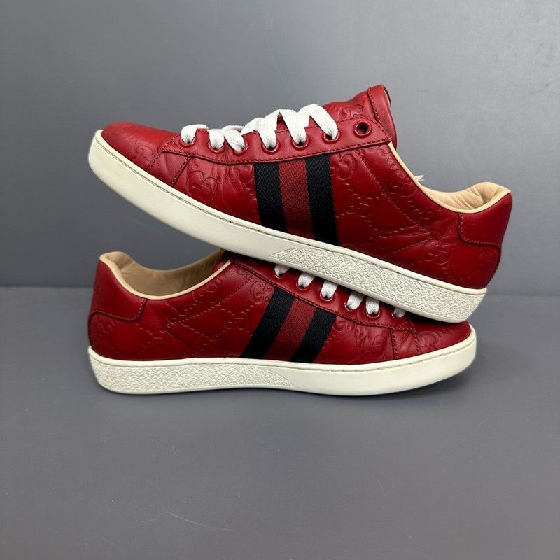 Other Gucci Ace Leather Low-Top Sneakers in Red Size US 5.5 / EU 38 - 4 Thumbnail