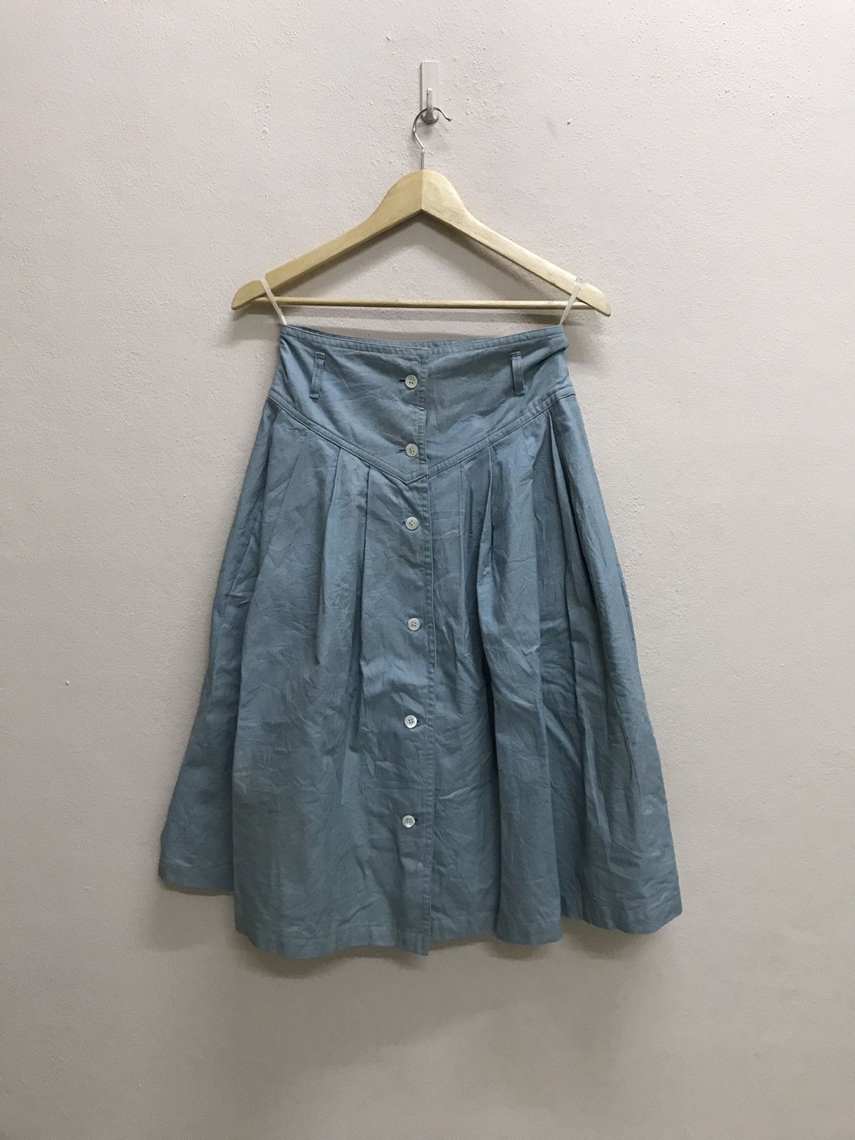 Issey Miyake Vintage Is Issey Sport Denim Button Up Box Pleats Skirt Size 24" / US 00 / IT 34 - 3 Thumbnail