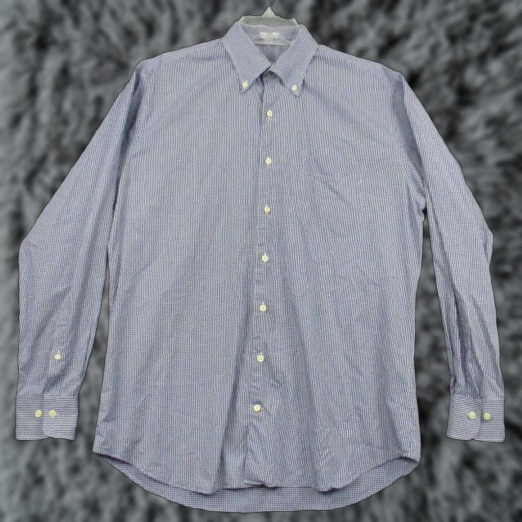 Peter Millar Peter Millar Shirt Large Crown Finish Blue Check Button Down Gingham Mens Size US L / EU 52-54 / 3 - 1 Thumbnail