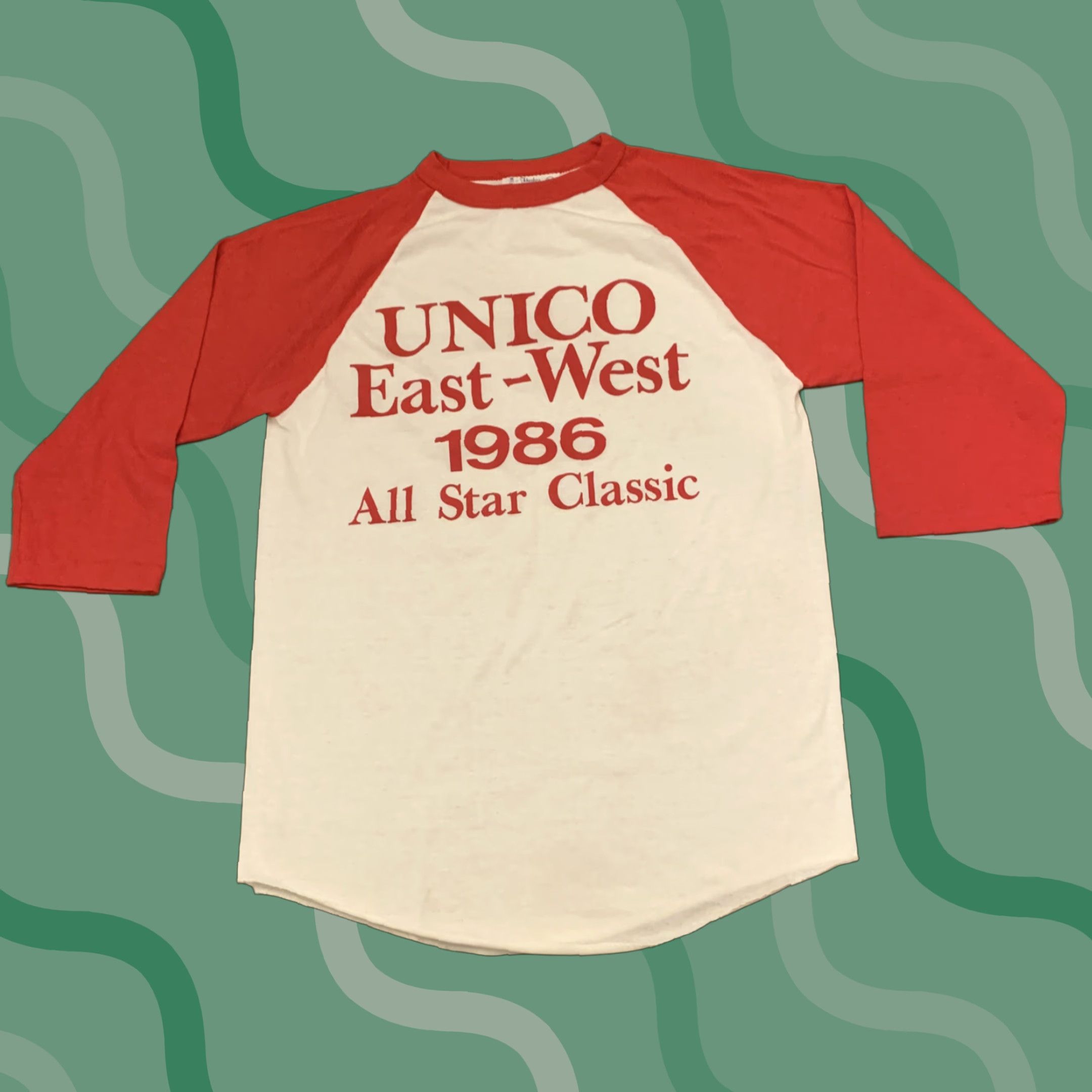 Vintage VINTAGE 1986 Harbor Light UNICO East West All Star Classic Baseball T-Shirt Adult Medium Red White Stars Mens Size US M / EU 48-50 / 2 - 1 Thumbnail