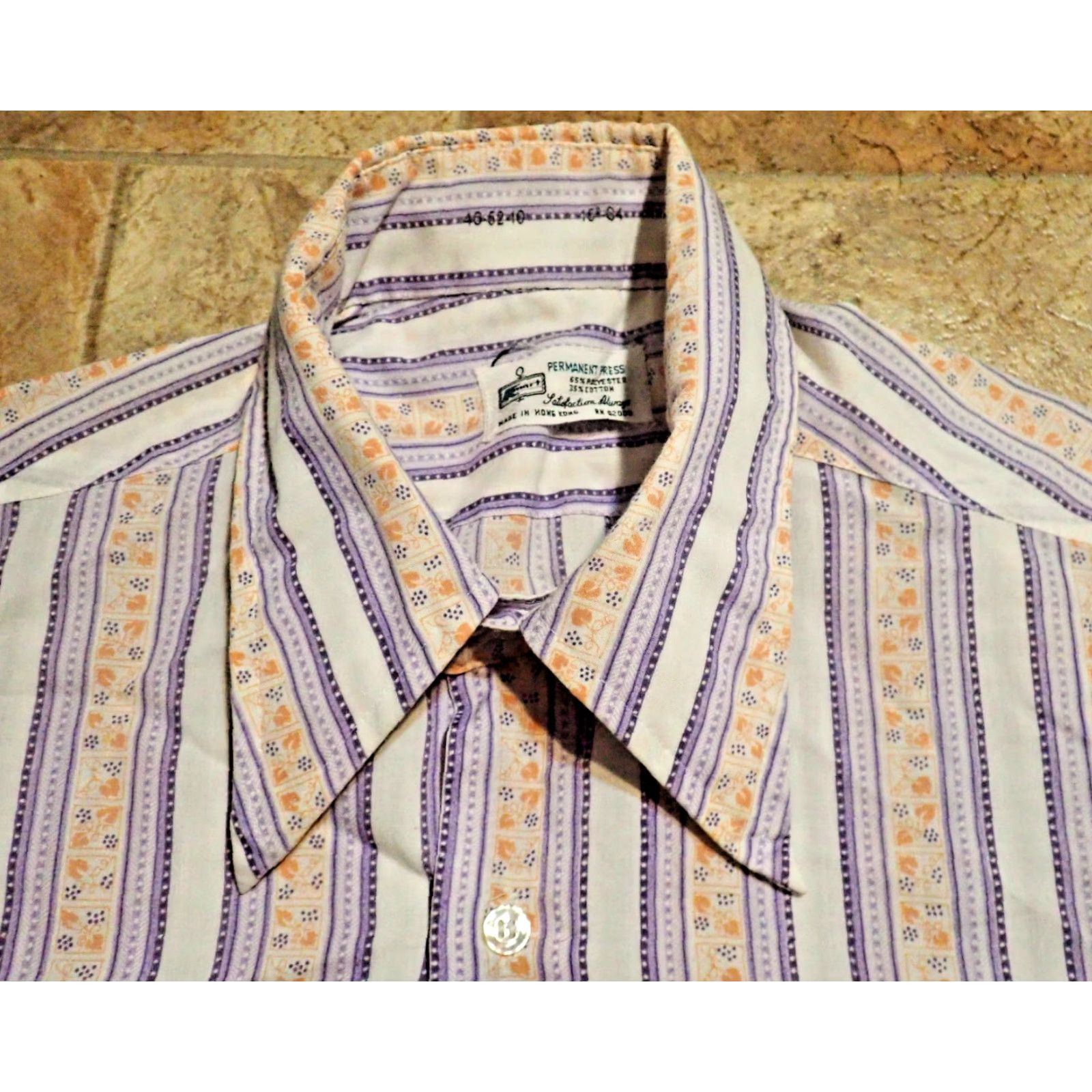MCM VINTAGE Vintage 60's Shirt Mens M Big Disco Collar MCM Abstract Stripe Boogie Nights Size US M / EU 48-50 / 2 - 2 Thumbnail