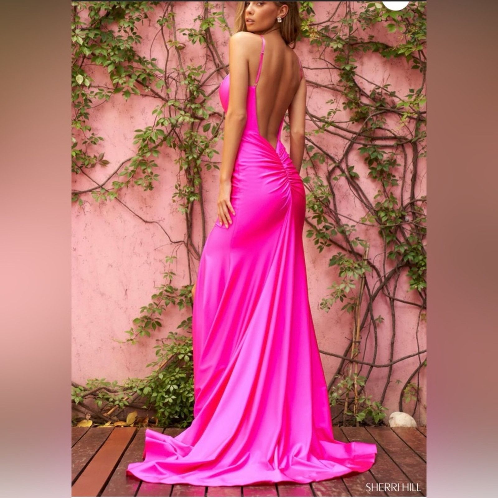 Other New Y2K Hot Pink Satin Mermaid Maxi Dress Cocktail size XS Size S / US 4 / IT 40 - 3 Thumbnail
