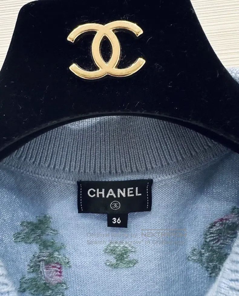 Chanel Chanel Autumn and winter light blue small flower knitted s Size XS / US 0-2 / IT 36-38 - 2 Thumbnail