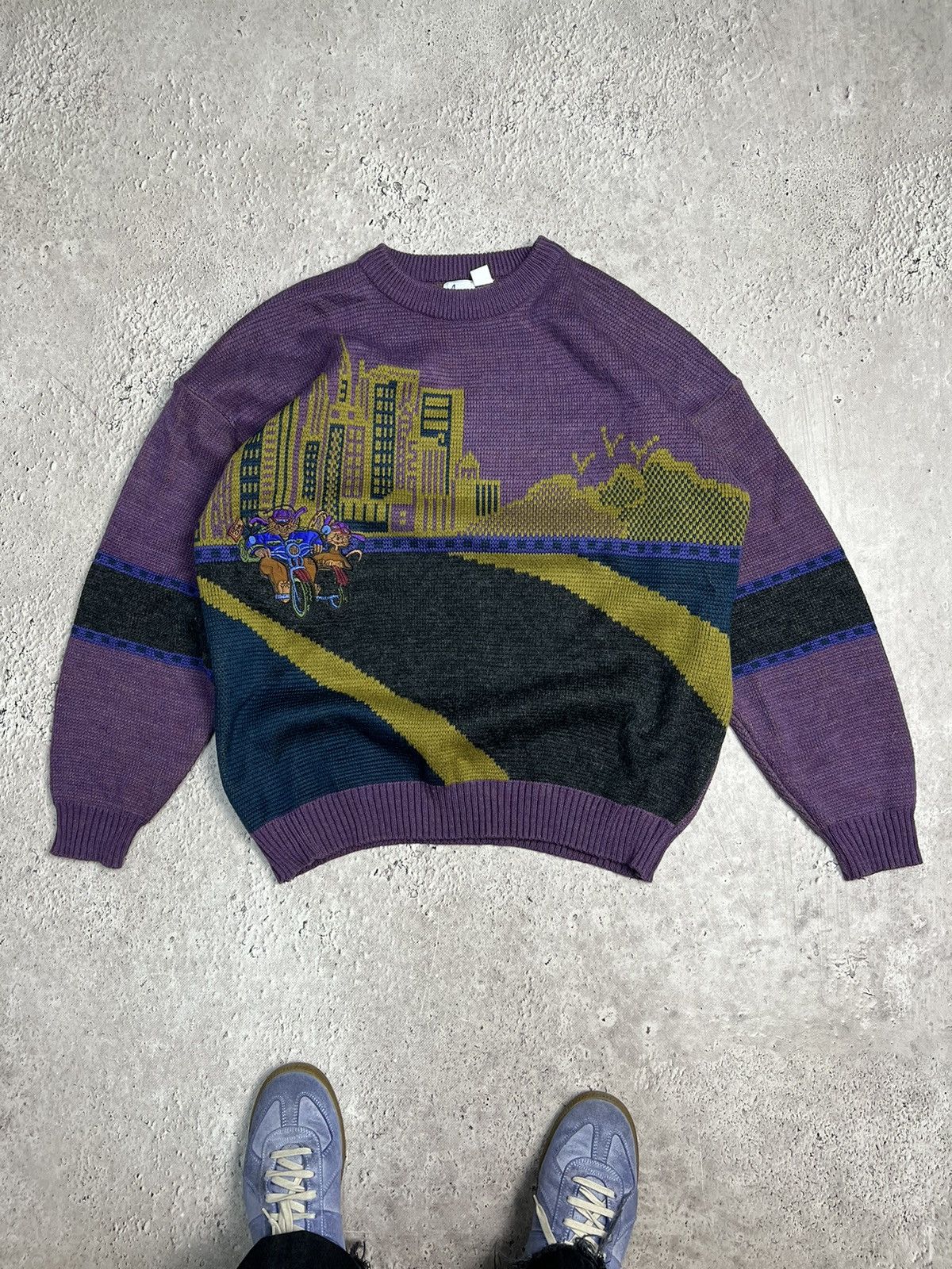 Homespun Knitwear RAPIDO SPIRIT Intarsia palace WOOL motive graphic SWEATER Size US L / EU 52-54 / 3 - 1 Thumbnail