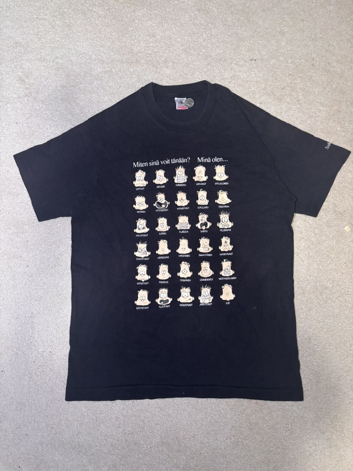 Fruit Of The Loom VTG Therapy Mood Black T-Shirt How Are You Feeling Today L Size US L / EU 52-54 / 3 - 1 Thumbnail
