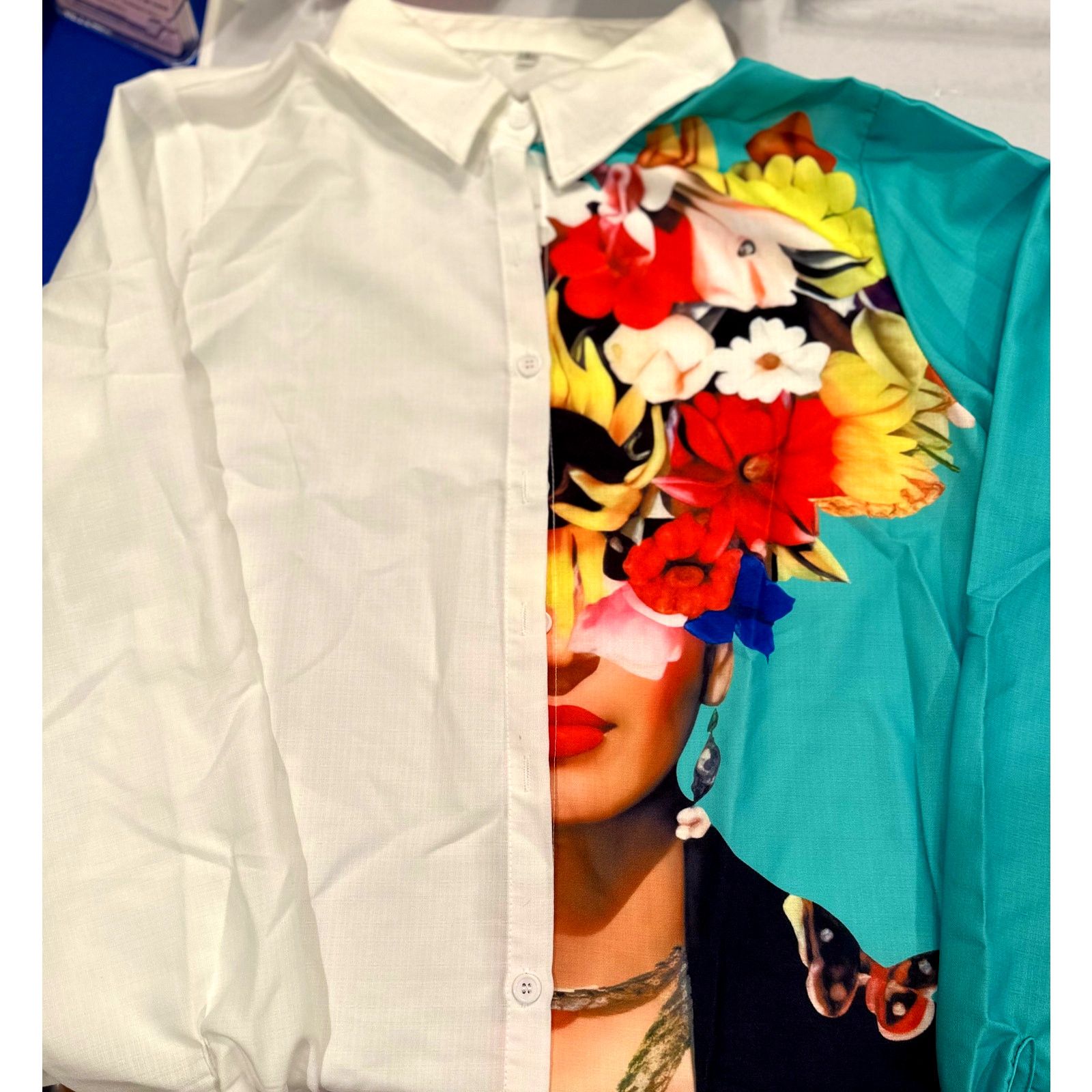 Other Elegant Half White Figure Print Collared Shirt Size XL (12) Size XL / US 12-14 / IT 48-50 - 6 Thumbnail