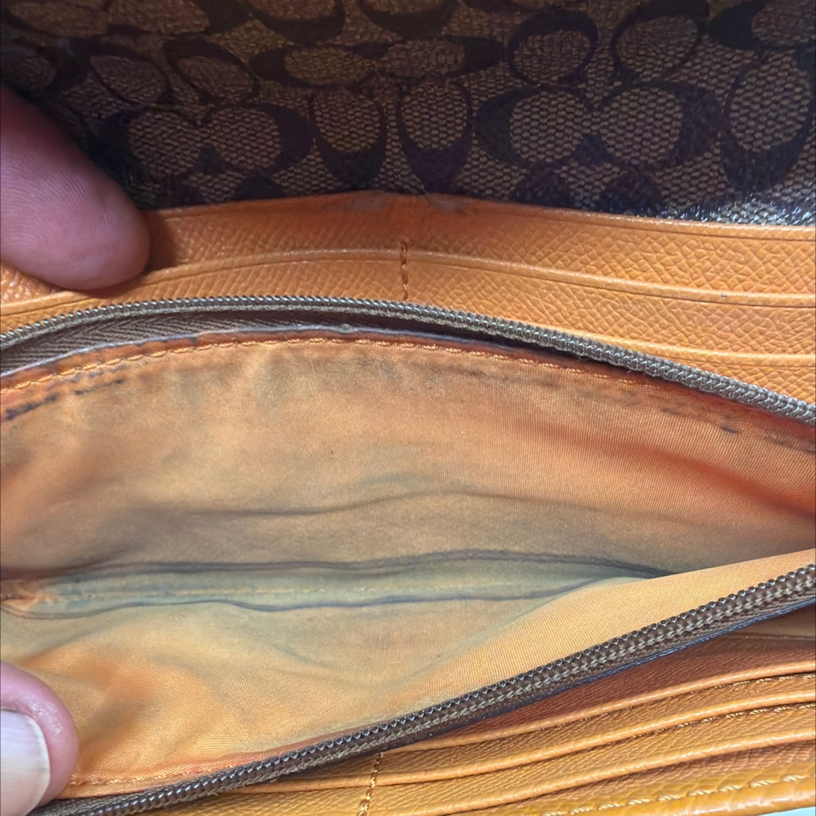Coach Coach Tan Pebbled Leather Signature Canvas Flap Wallet Size ONE SIZE - 6 Thumbnail