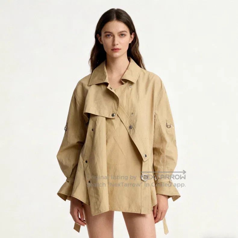 Hermes Hermes Asymmetrical Structured Shirt Jacket in Khaki Size XS / US 0-2 / IT 36-38 - 3 Thumbnail