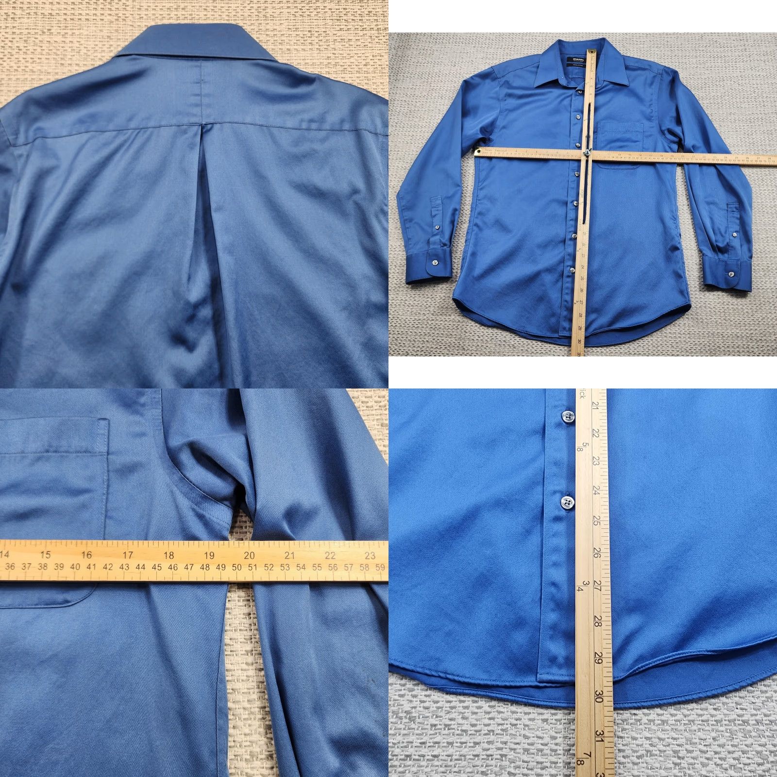 Murano Murano Shirt Mens 15.5 33 Blue Liquid Cotton Long Sleeve Button Up Dress Shirt Size 42R - 8 Thumbnail